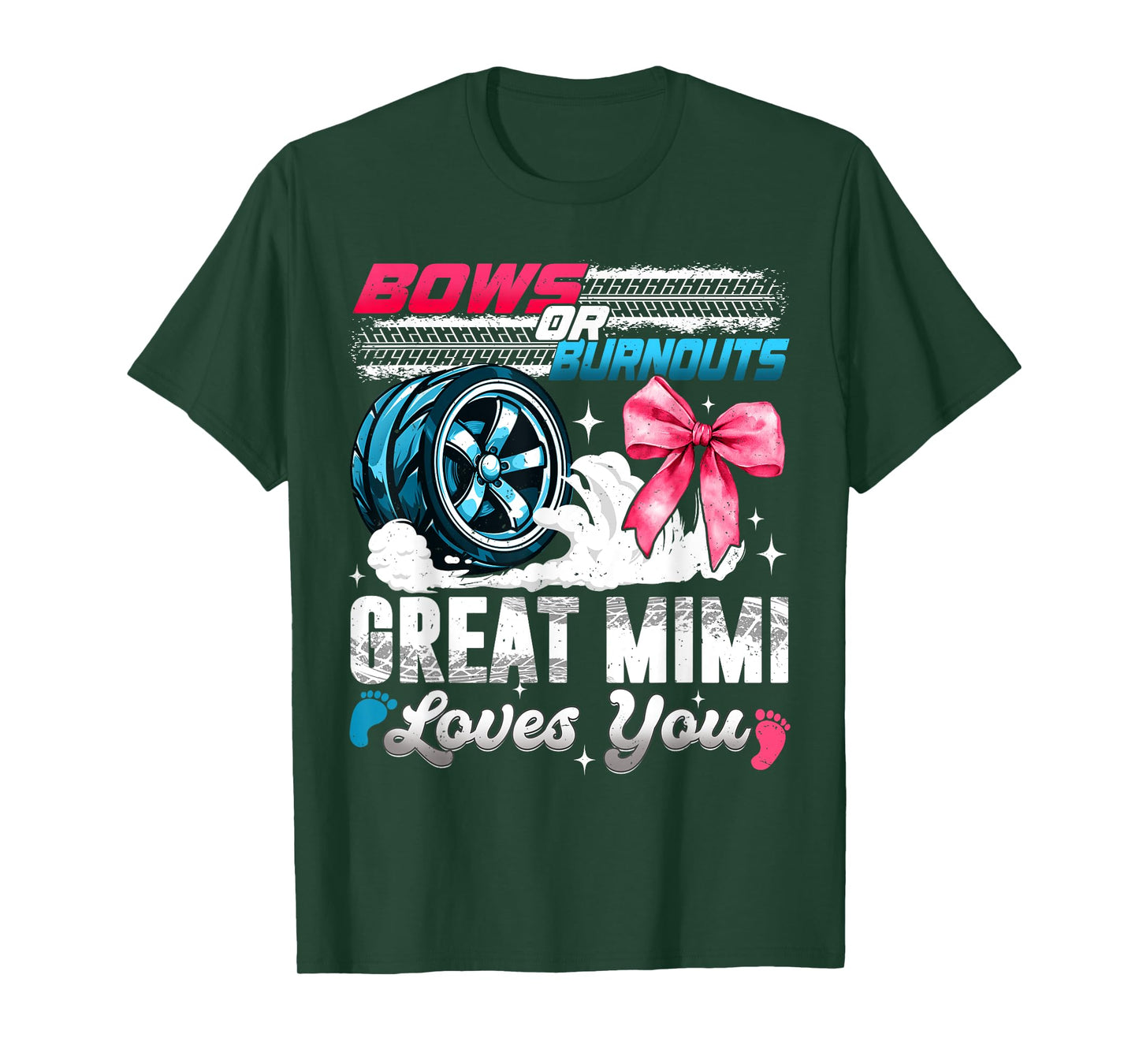 Burnouts or Bows Great Mimi Loves You Gender Reveal T-Shirt