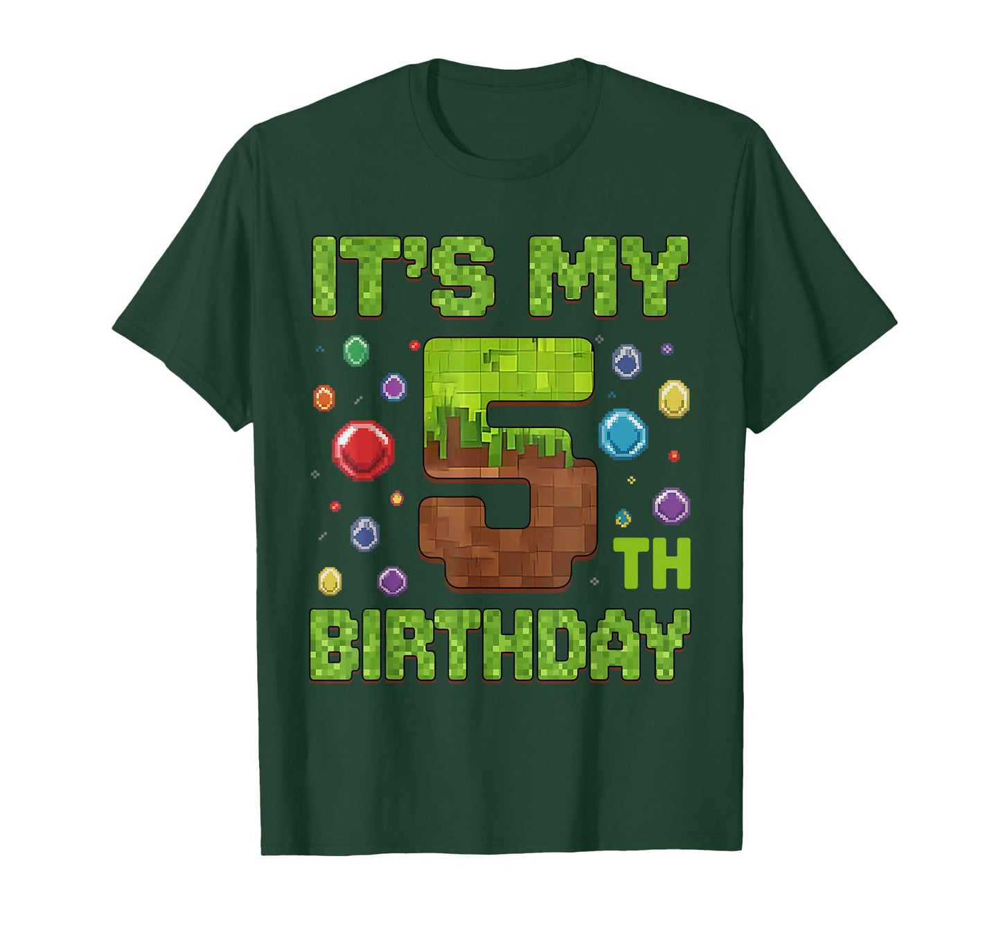 Kids It's My 5th Birthday Video Game Pixel 5 Year Old T-Shirt