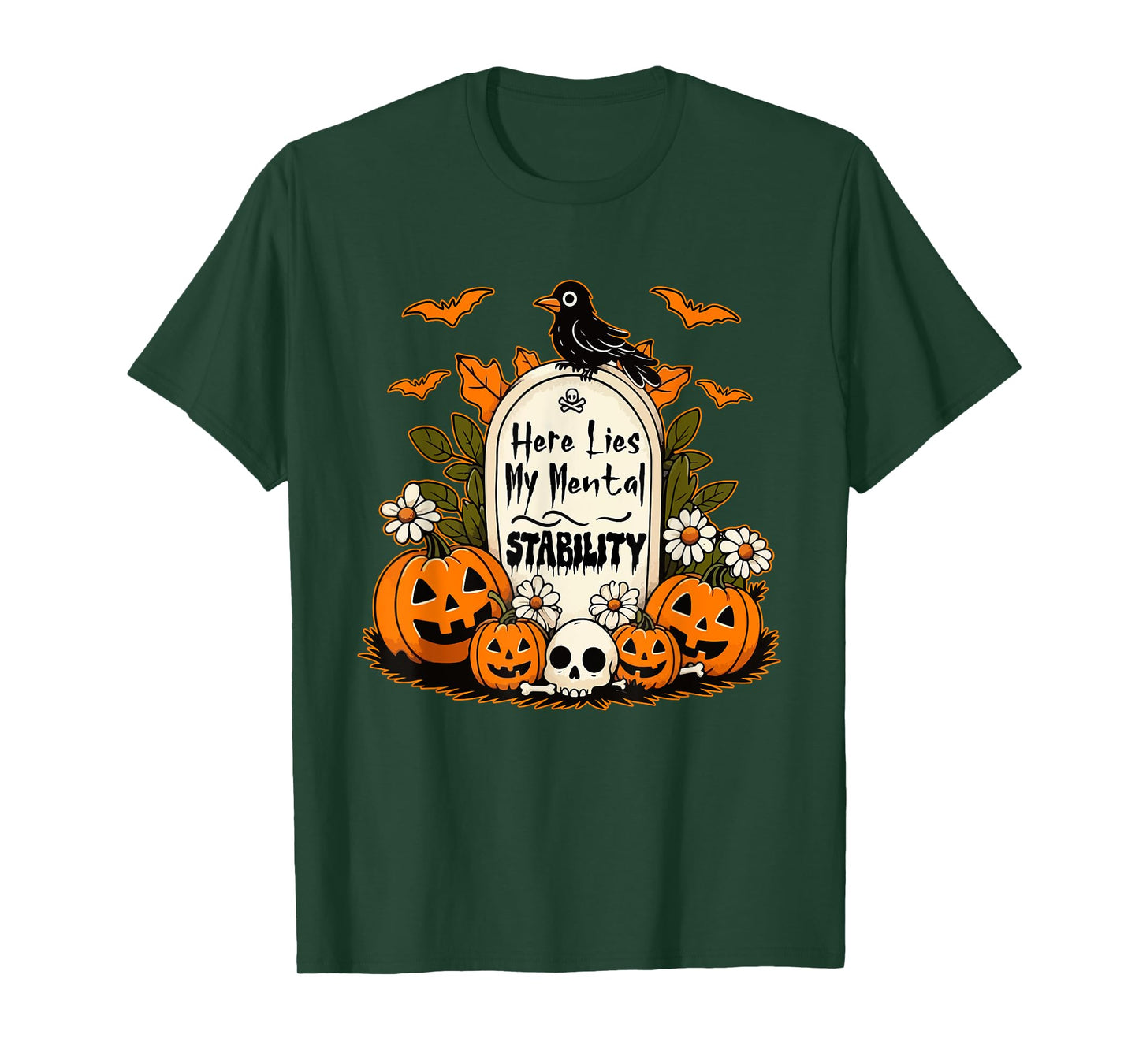 Here Lies My Mental Stability Halloween Funny Tombstone T-Shirt
