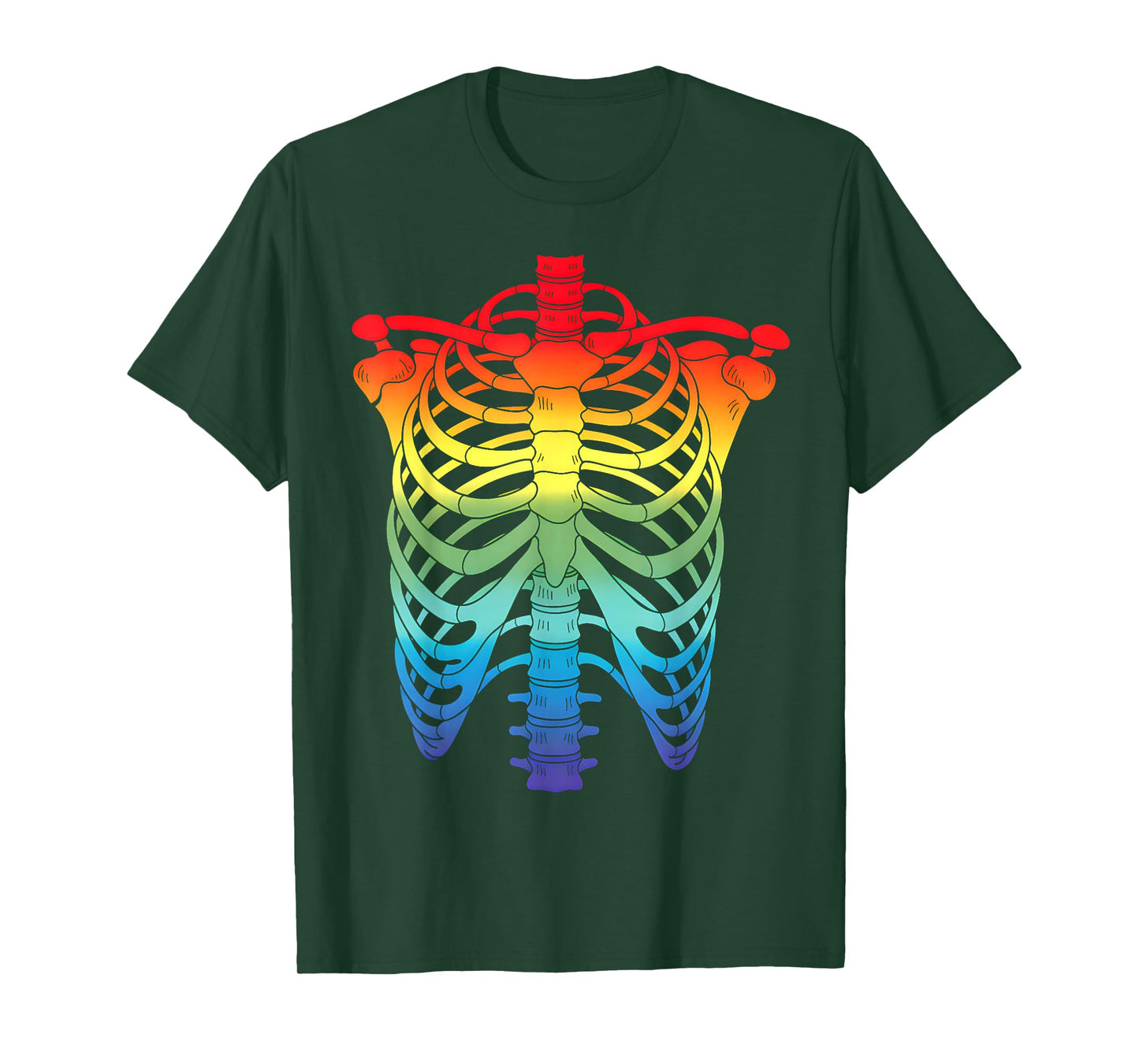 Halloween LGBTQ Rainbow Ribcage Costume Skeleton Gay Pride T-Shirt