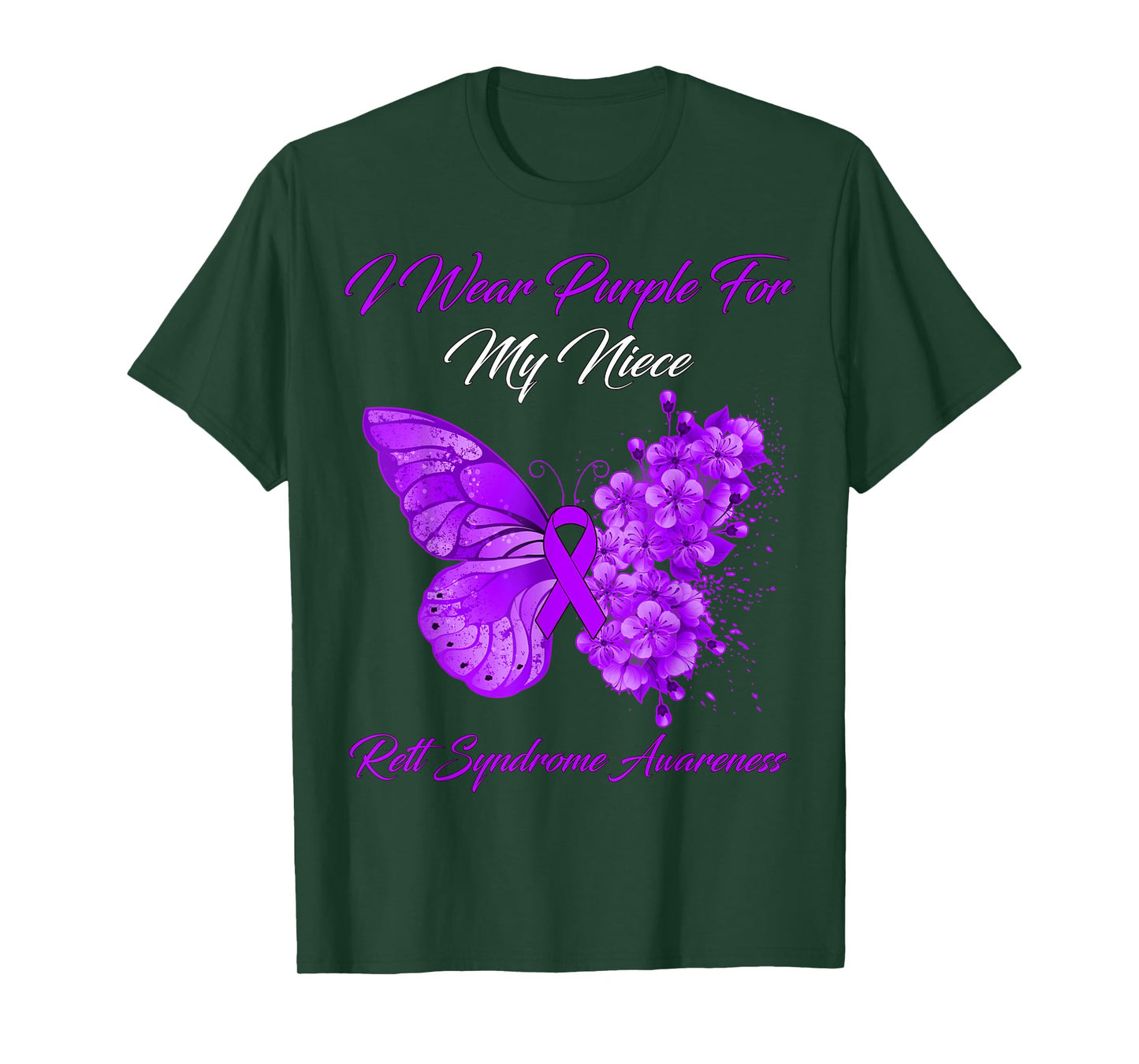 Butterfly I Wear Purple For My Niece Rett Syndrome Awareness T-Shirt