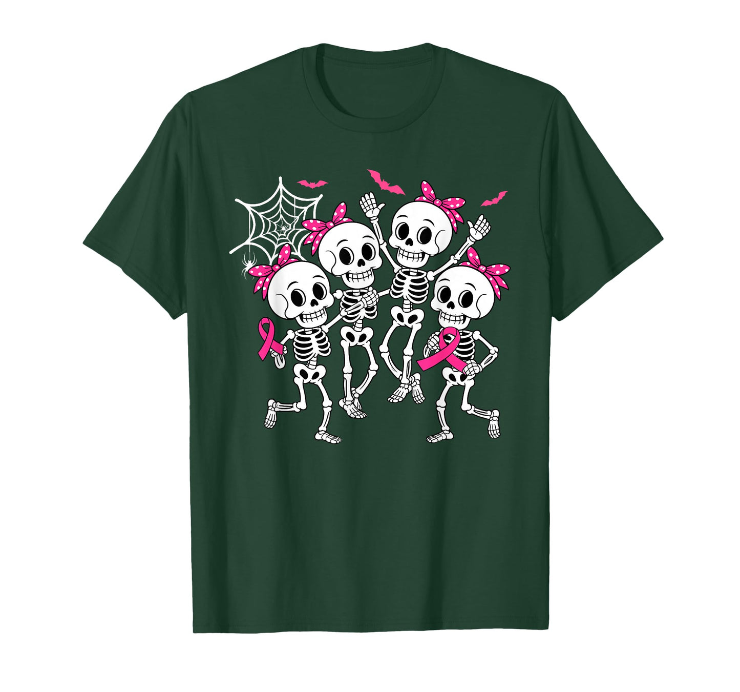 Skeleton Pink Ribbon Breast Cancer Awareness Women Men Kids T-Shirt