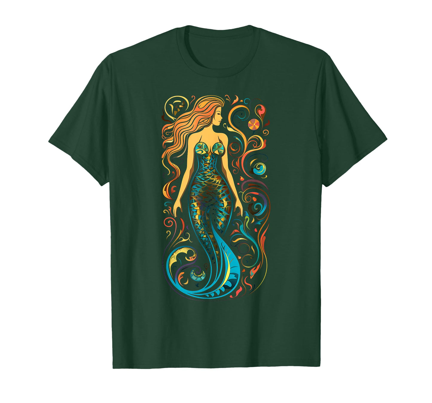 Mermaid Mandala Graphic Artwork Art Mermaid T-Shirt