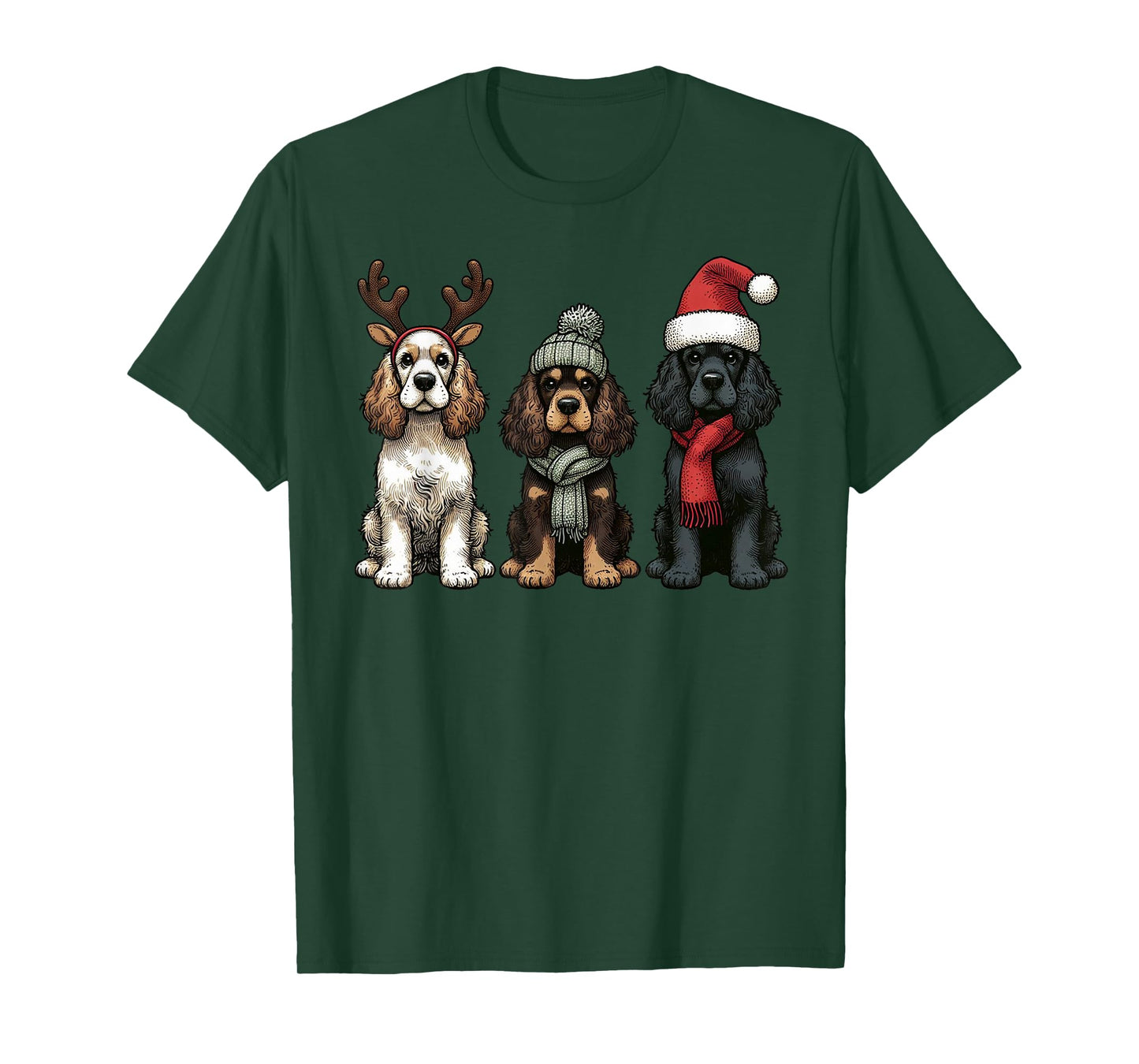 Santa Reindeer Cocker Spaniel Christmas Cocker Lover Pajama T-Shirt