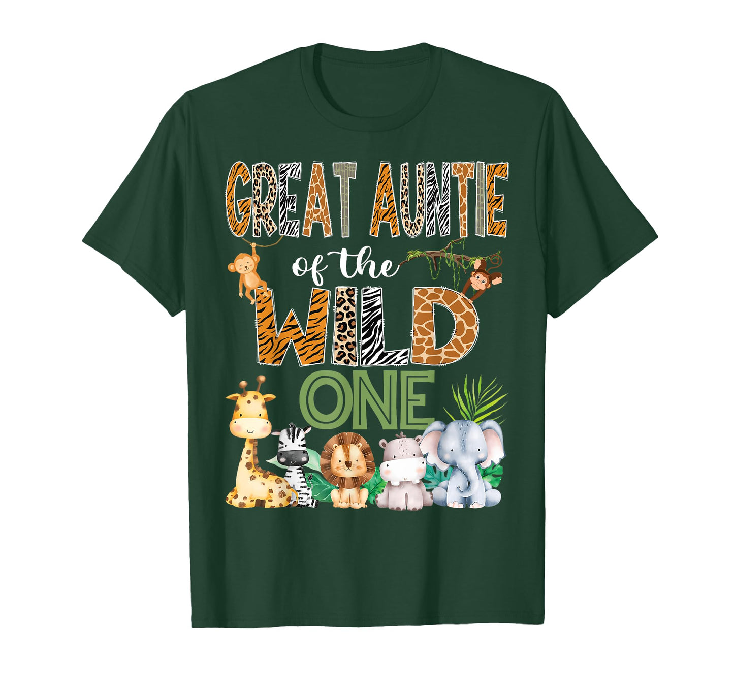 Great Auntie Of The Wild One 1St Birthday Safari Zoo Jungle T-Shirt
