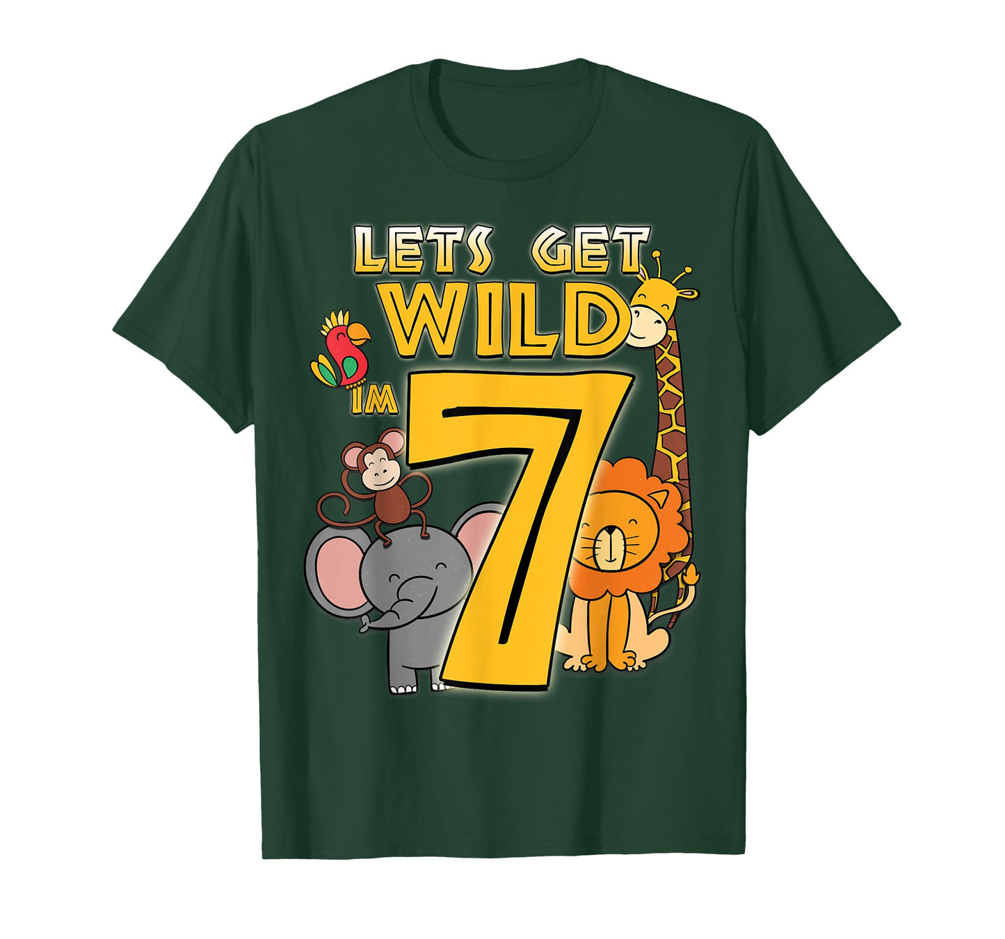 7 Years Old Zoo Animals Safari 7th Birthday Boys Girls T-Shirt