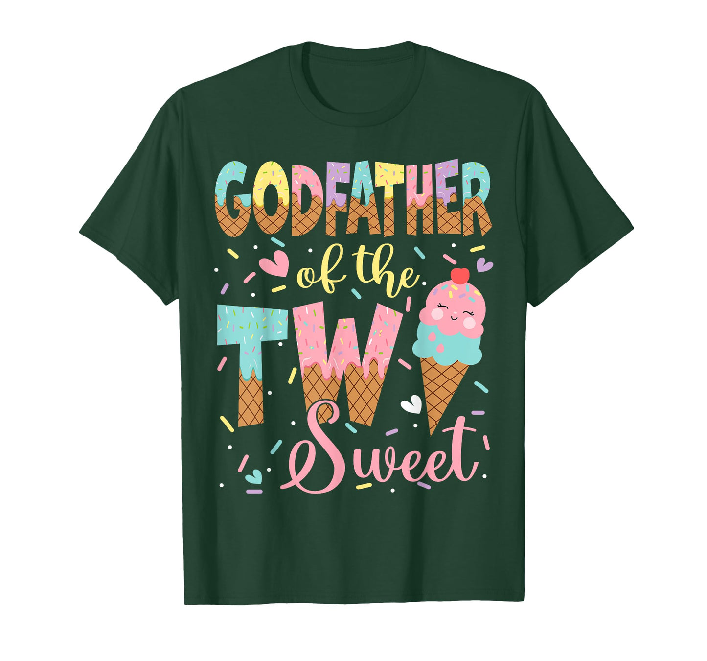 GodFather Of The Two Sweet 2Nd Birthday Girl Ice Cream T-Shirt