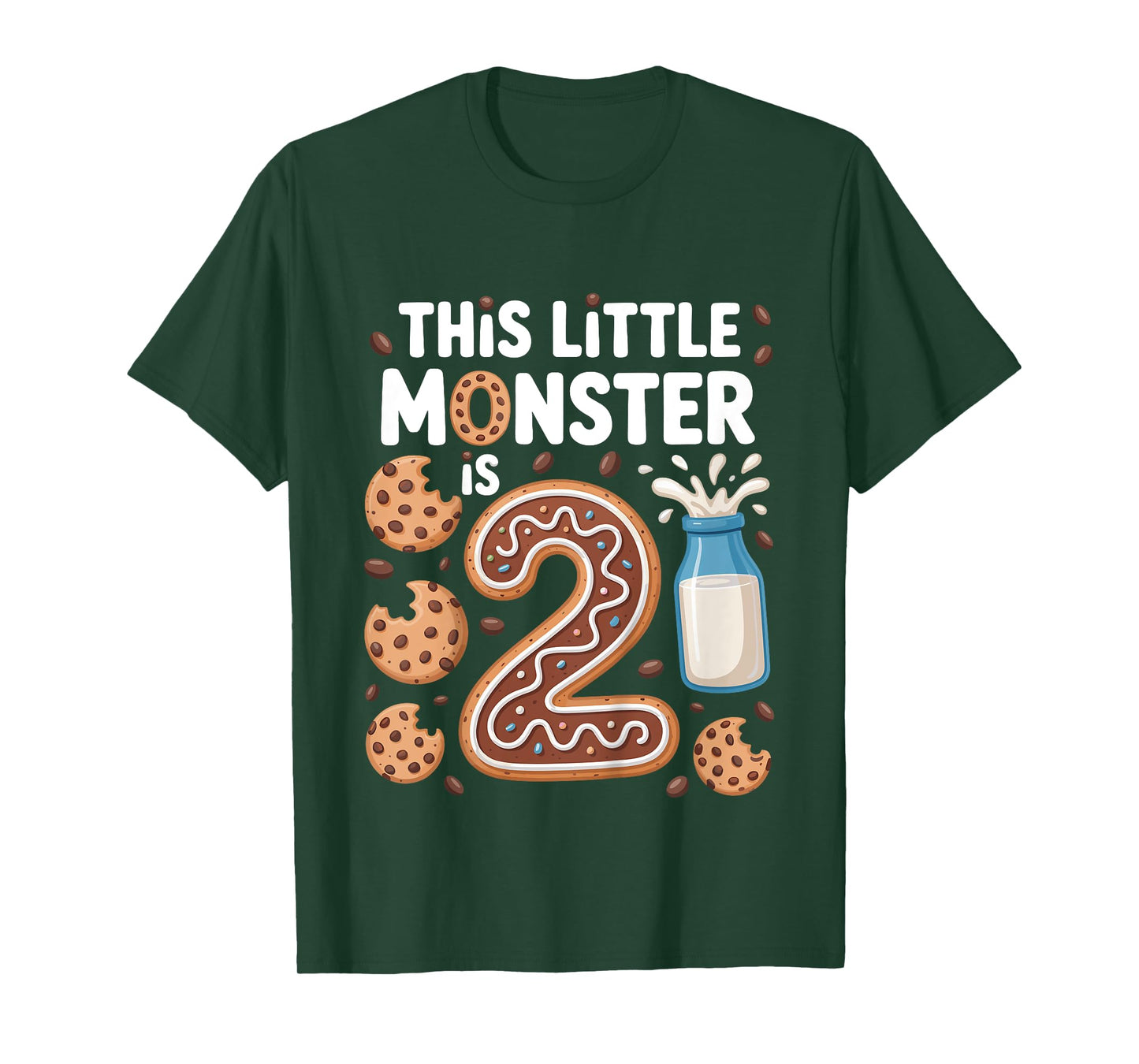 Kids This Cute Monster is 2 Cute Cookie 1st Birthday T-Shirt