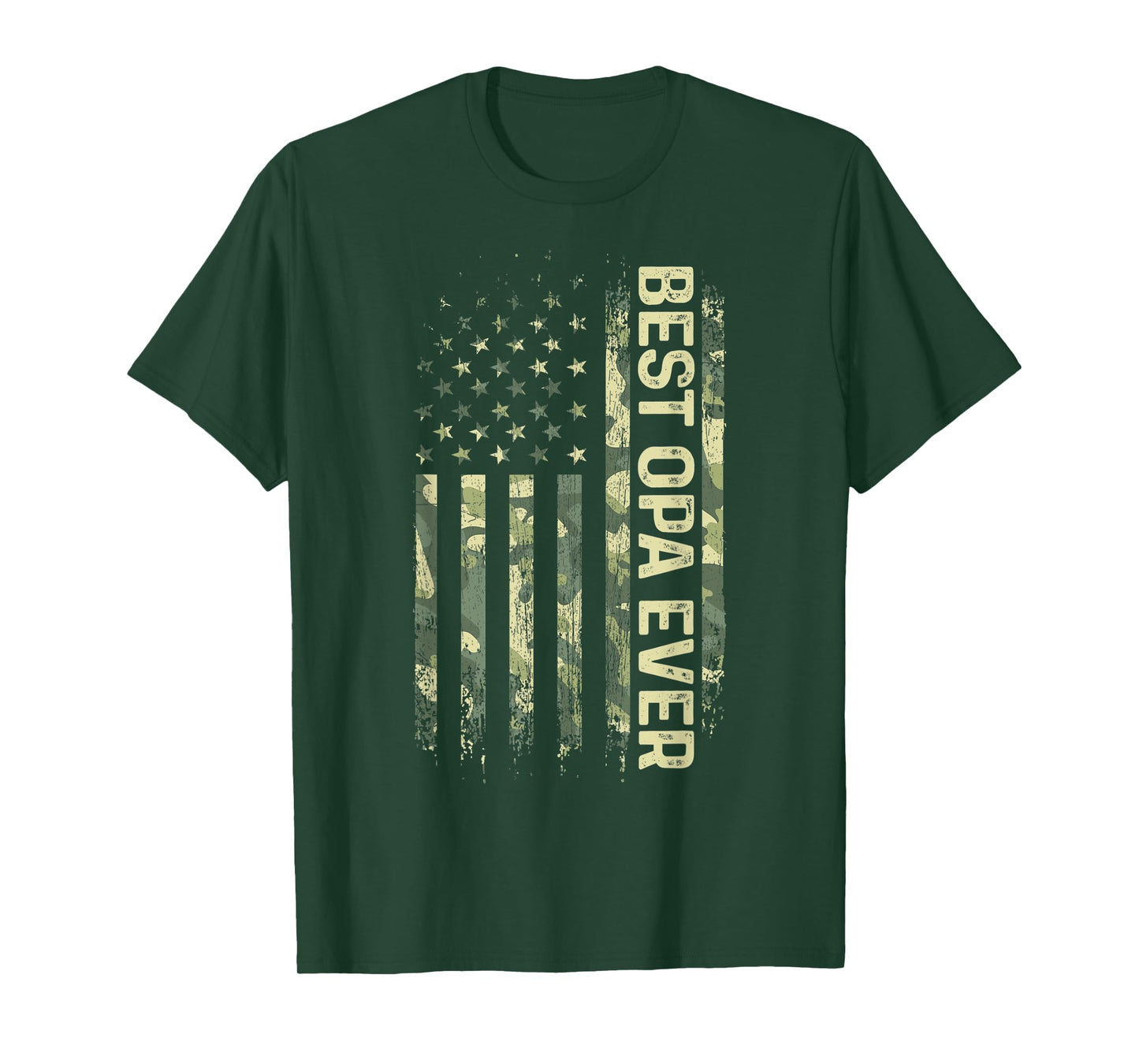 Mens Best Opa Ever Camouflage American Flag Father's Day T-Shirt