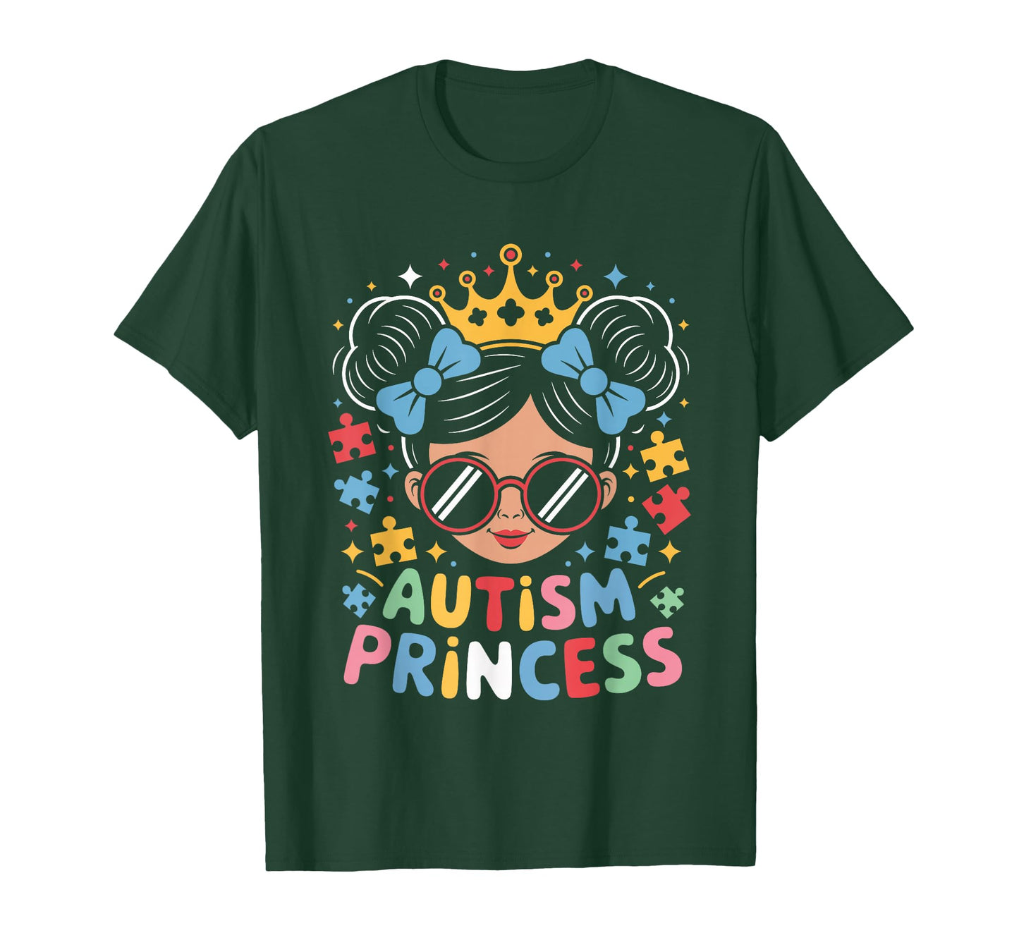 Autism Princess Afro Girls Bow Daughter Autism Awareness T-Shirt