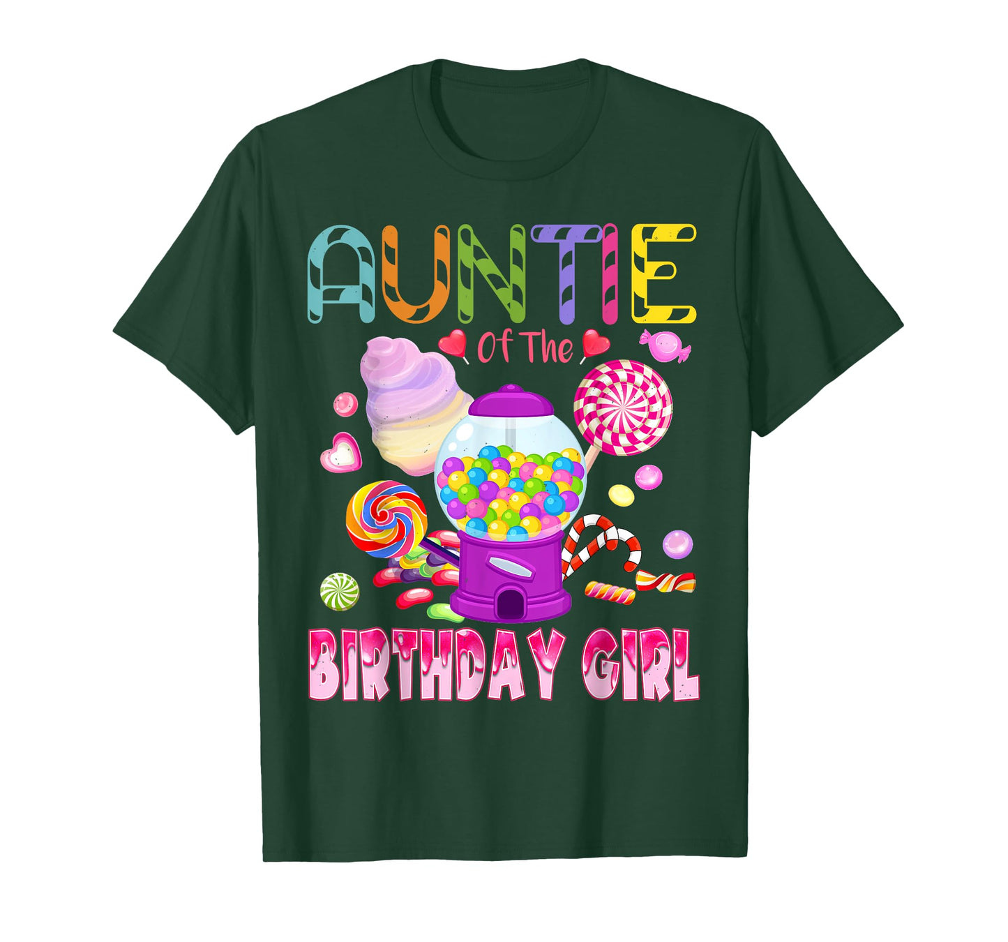 Auntie Of The Birthday Gifts Girl Candyland Candy Birthday T-Shirt