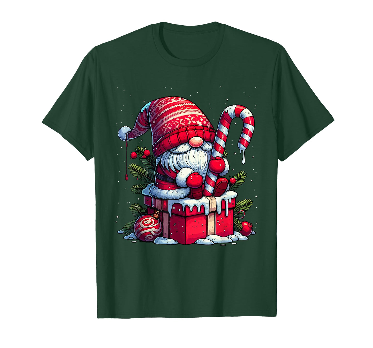 Gnome Candy Cane Christmas Cute X-mas Winter Holiday T-Shirt