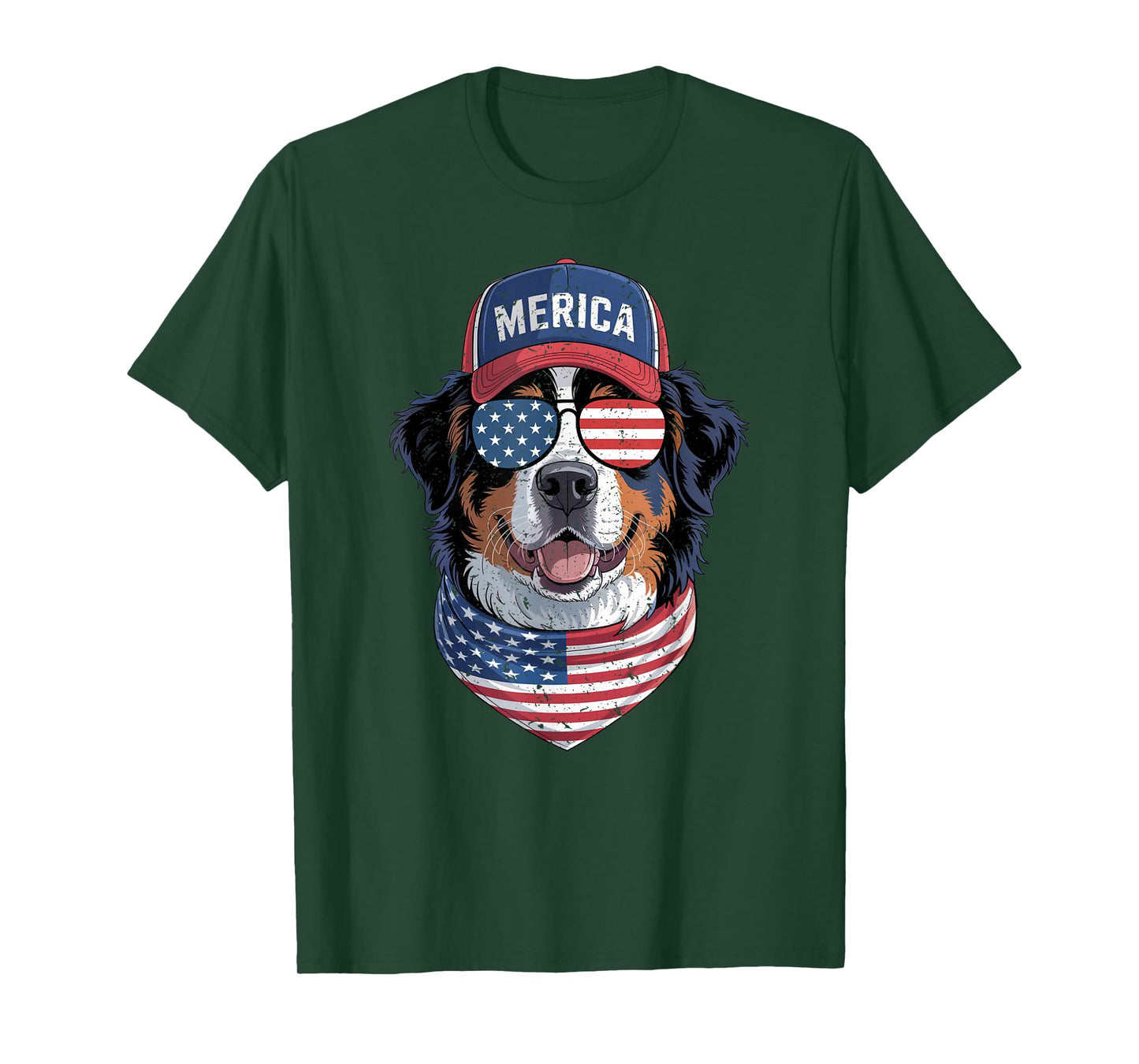 Bernese Mountain Dog 4th of July US American Flag Patriotic T-Shirt for Men Women Kids