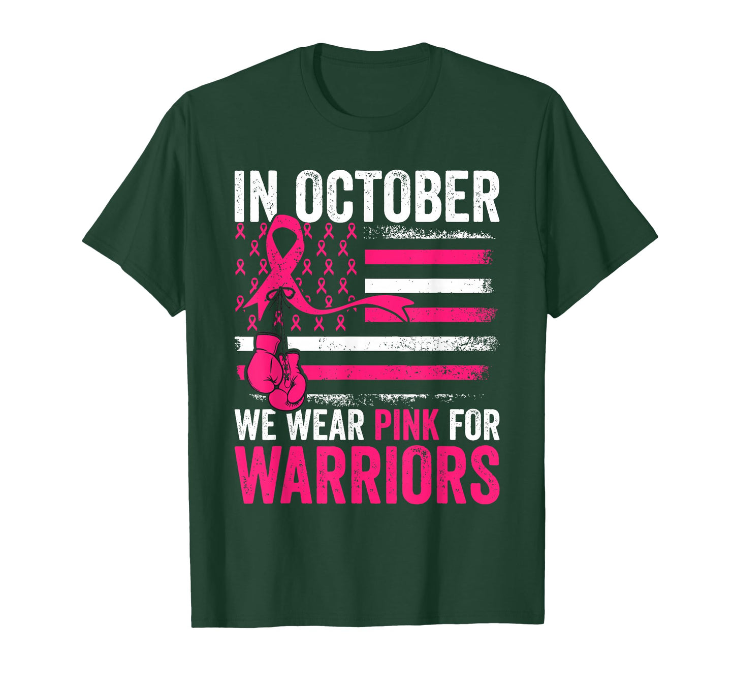 in October We Wear Pink for Warriors Breast Cancer Awareness T-Shirt