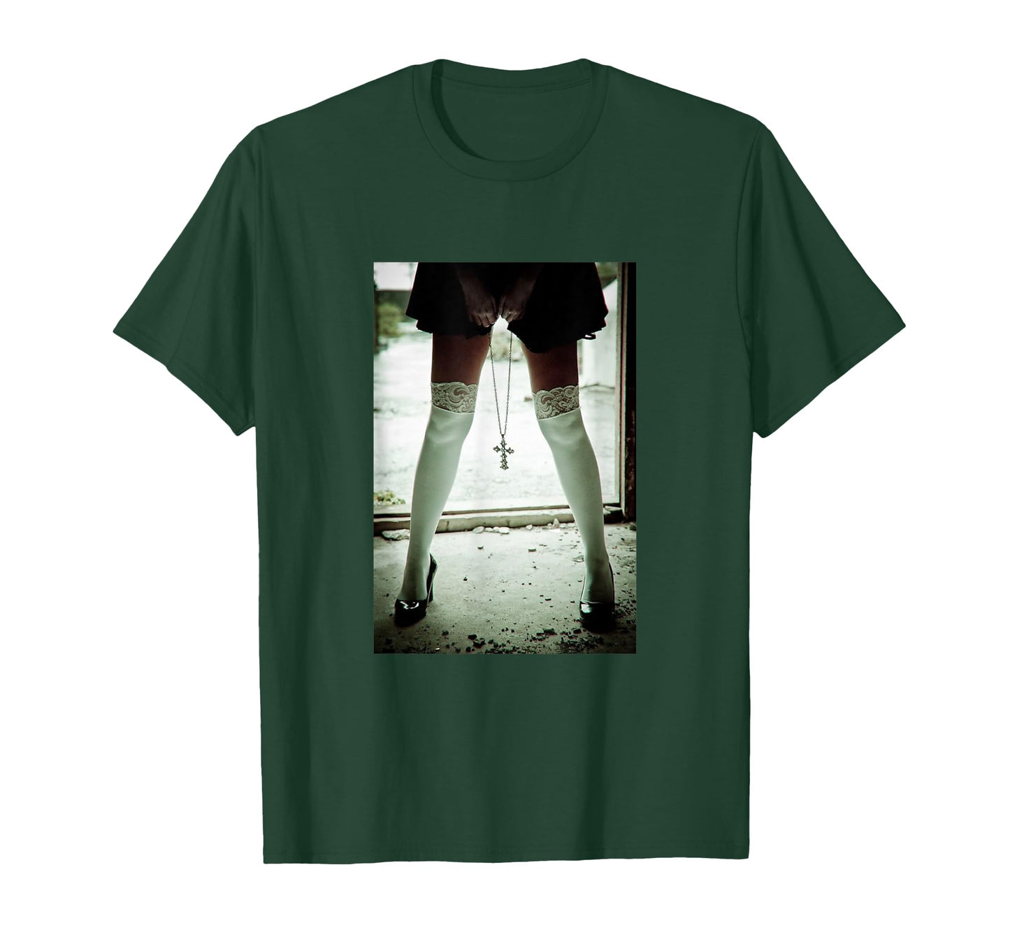 Sexy T-Shirt Sexy Mobile Phone Case Nun in Underwear Cross T-Shirt
