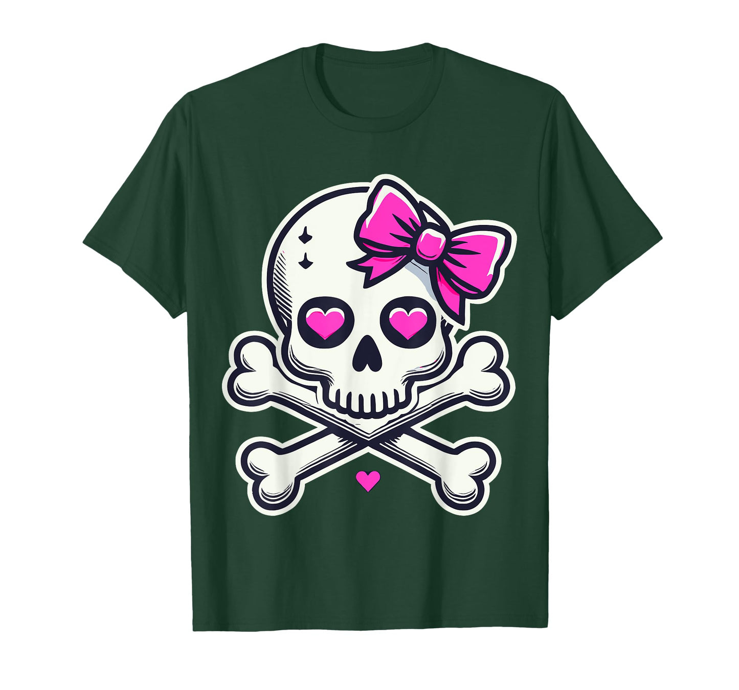 Skull with Bow Pink Girl Skull Halloween T-Shirt