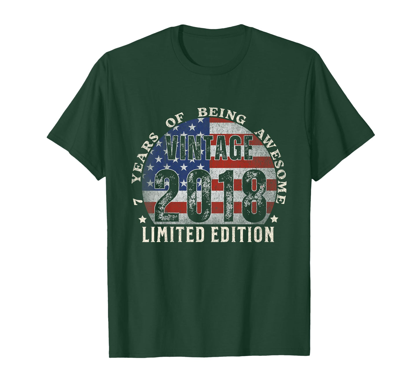 Kids Vintage 2018 Limited Edition 7-Year-Old Gifts 7th Birthday T-Shirt