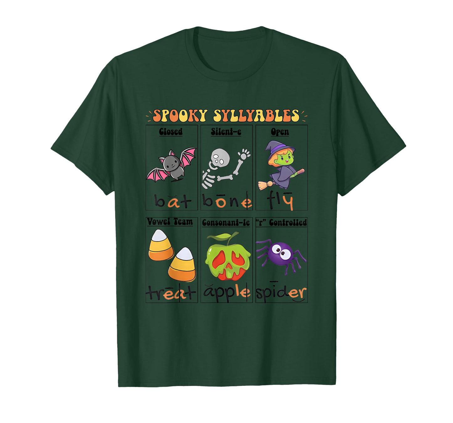 Halloween Reading Spooky Syllables Teacher T-Shirt