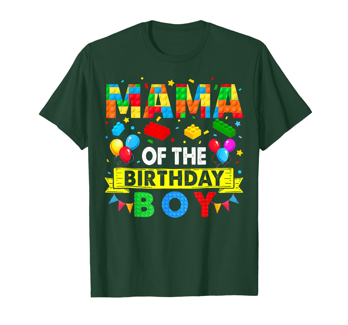 Mama Of The Birthday Boy Master Builder Mom Blocks Building T-Shirt
