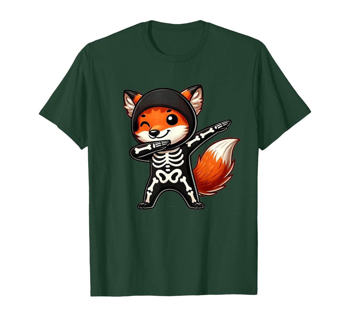 Fox Halloween Skeleton Kids Women Men Fox T-Shirt