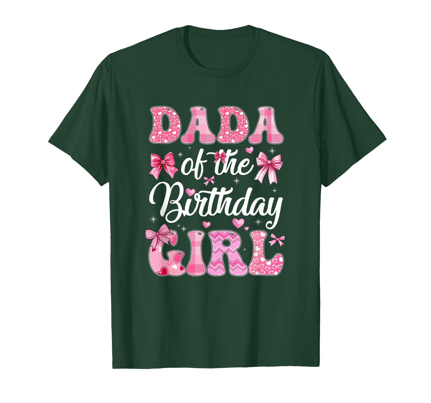 Dada Of The Birthday Girl Family Pink Coquette Bow T-Shirt