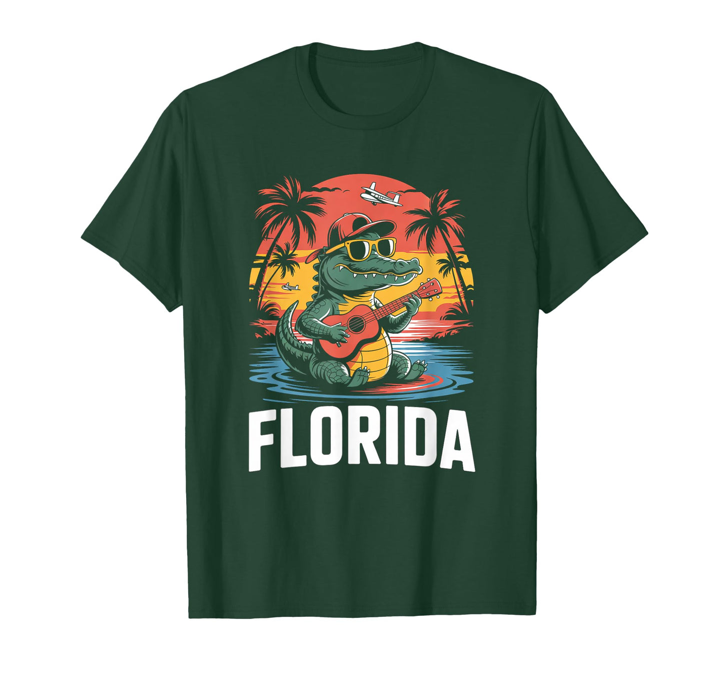 Florida Alligator with Sunglasses Summer Vacation Tee T-Shirt