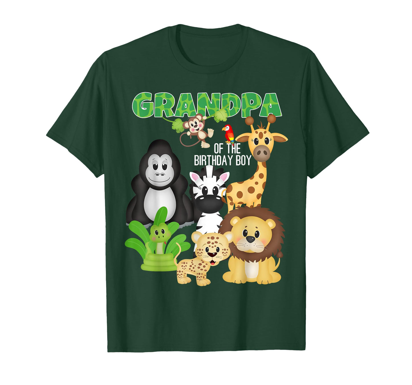 Grandpa Of The Birthday Boy Jungle Safari Zoo Theme Party T-Shirt