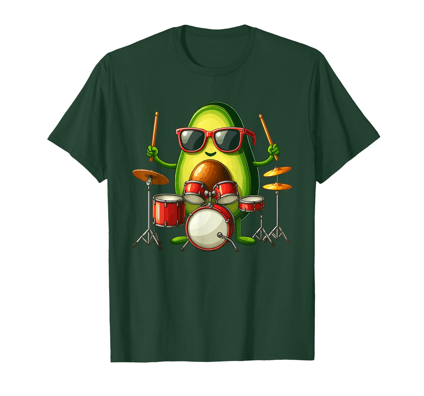 Avocado Sunglasses Playing Drum Funny Fruit Instrument T-Shirt