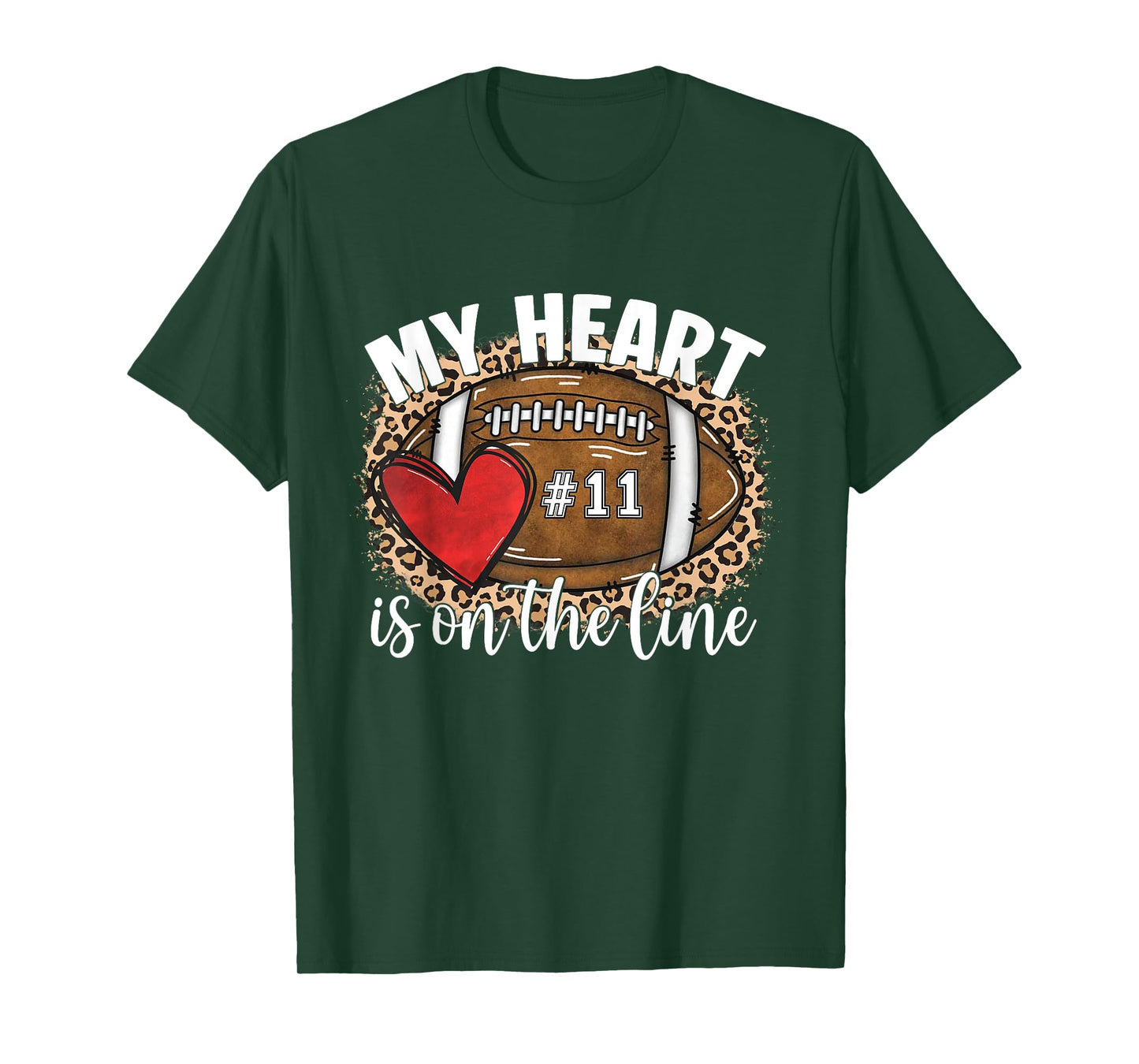 My Heart is On The Line Jersey Night Number 11 Football Mom T-Shirt