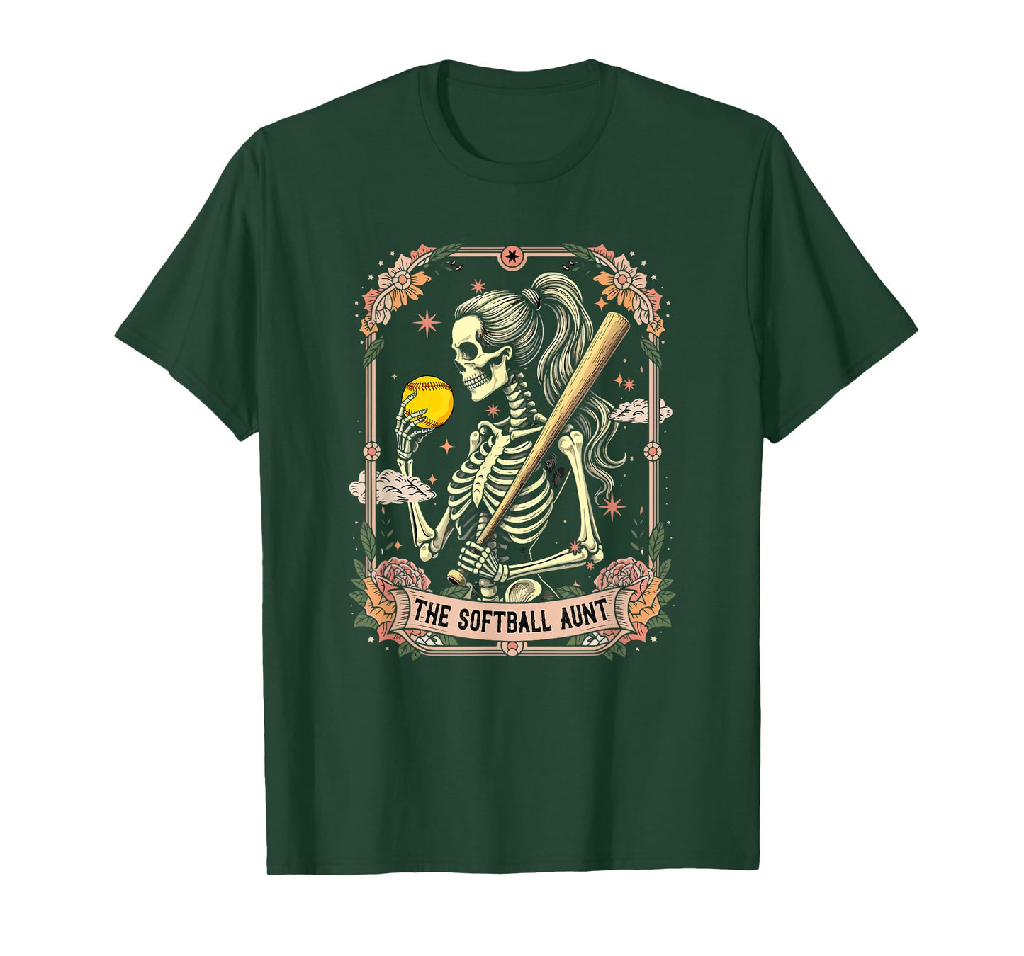 Softball Player Aunt Mother's Day Skeleton Women Family T-Shirt