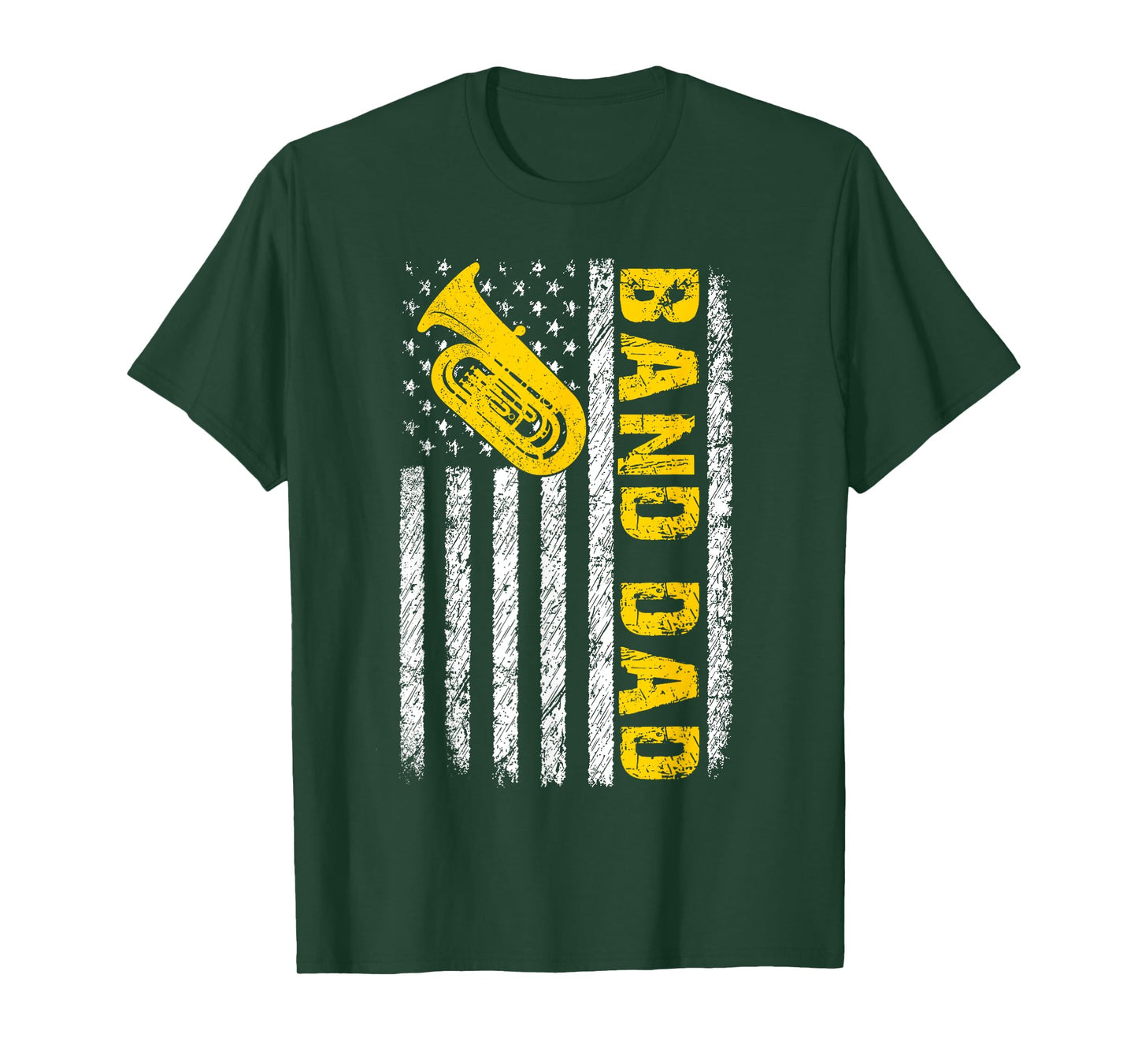 Senior Band Dad Tuba Distressed American Flag Fathers Day T-Shirt