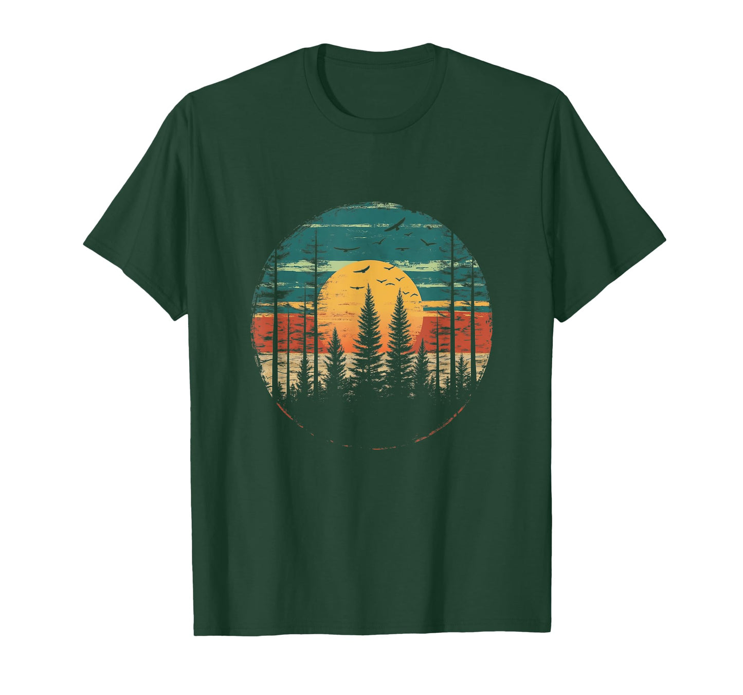 Retro Forest Trees Outdoors Nature Women Men Vintage Graphic T-Shirt