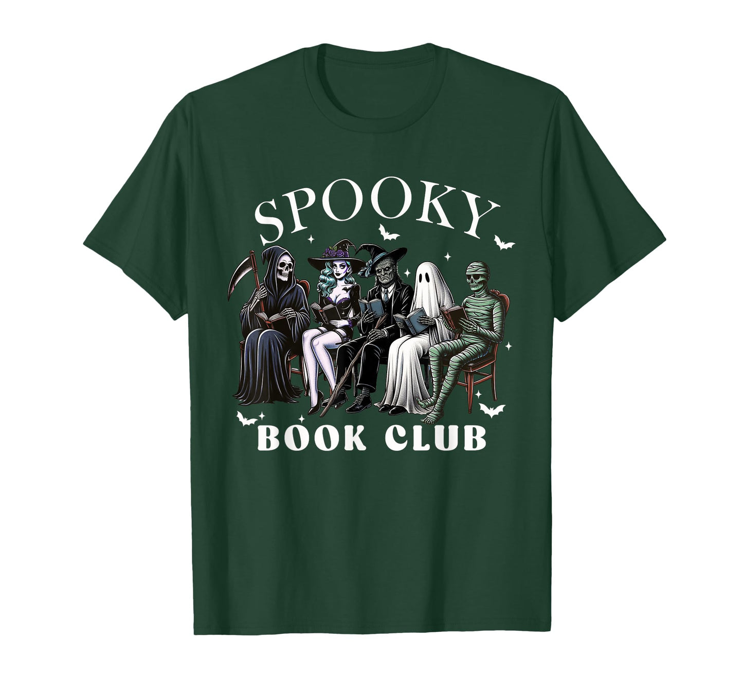 Spooky Book Club Reading Ghost Witch Mummy Spooky Halloween T-Shirt