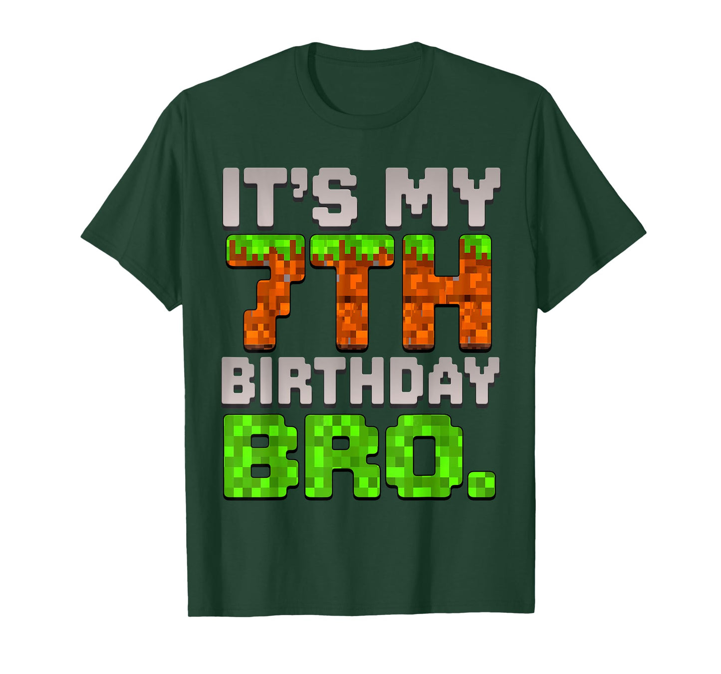 Kids Boy It's My 7th Birthday Bro Video Game Pixel T-Shirt