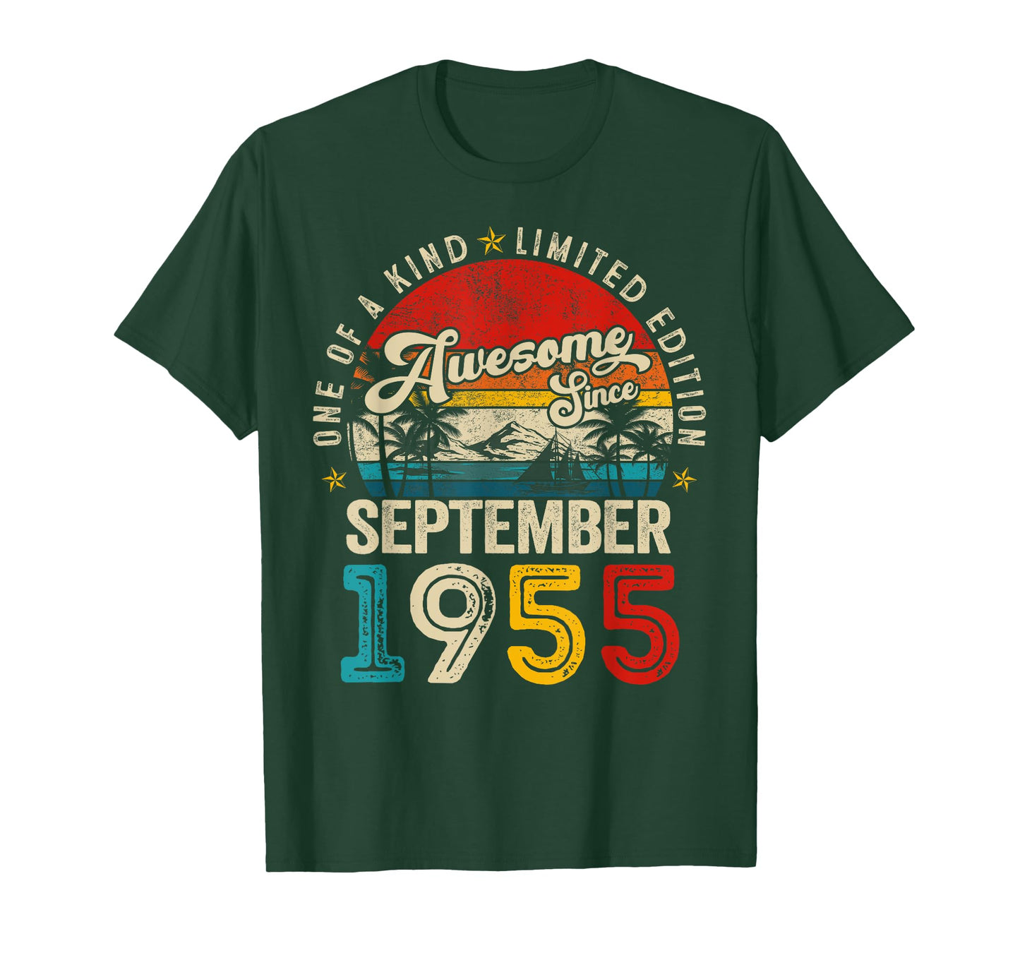 Awesome Since September 1955 Vintage Men Women 70th Birthday T-Shirt