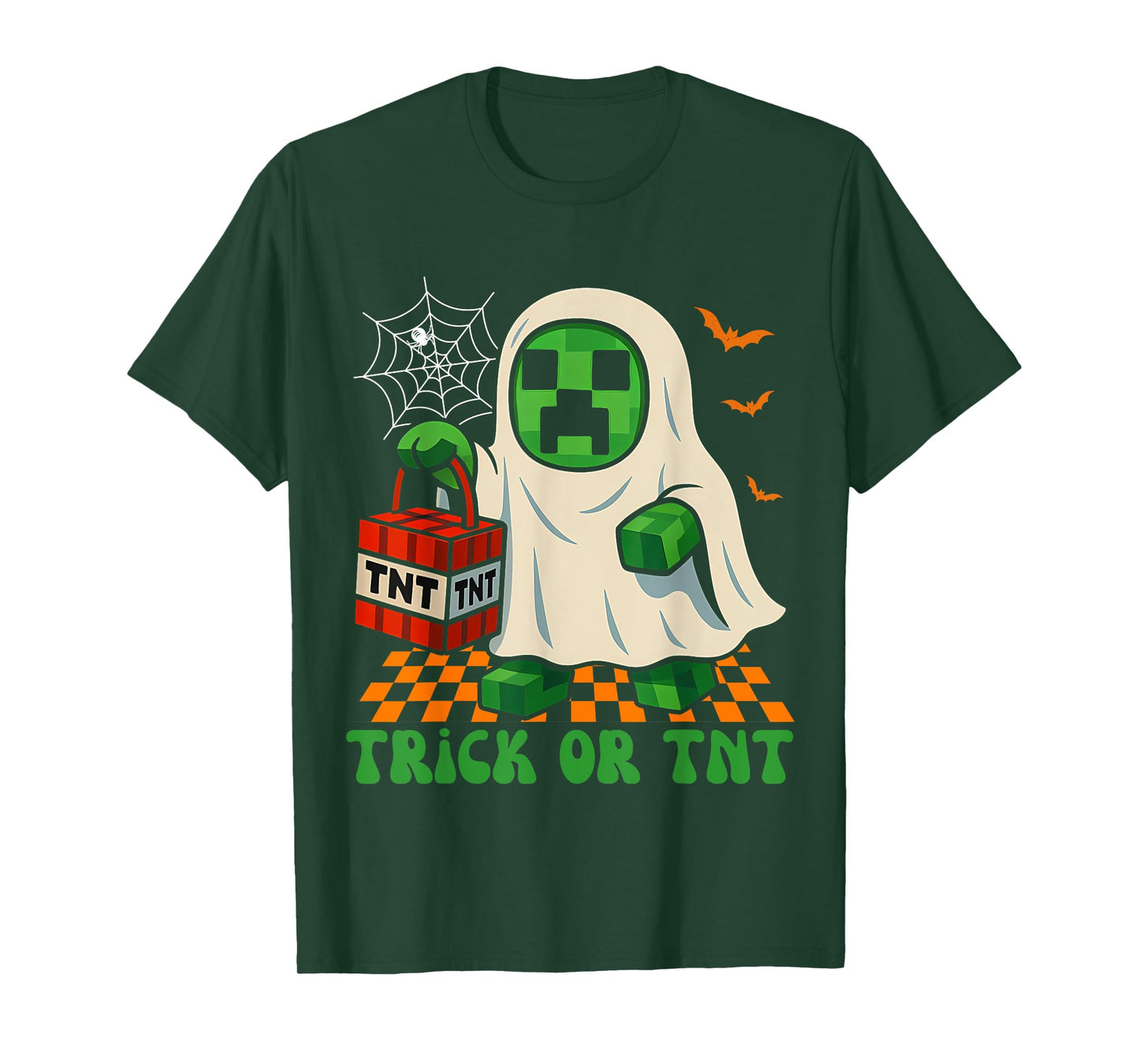 Funny Halloween Ghost Gamer Pixel Kids Boy Trick or TNT T-Shirt