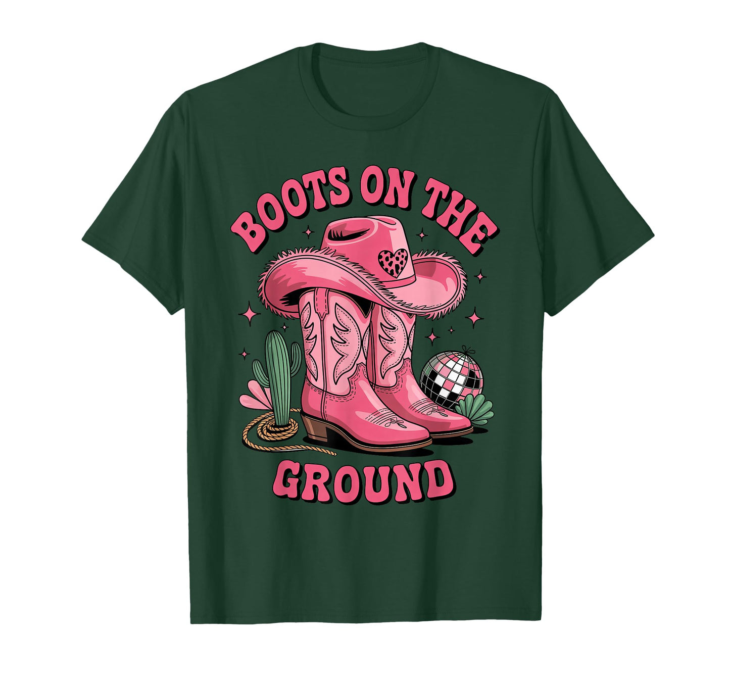 Pink Cowgirl Boots on Ground Retro Western Country Style T-Shirt