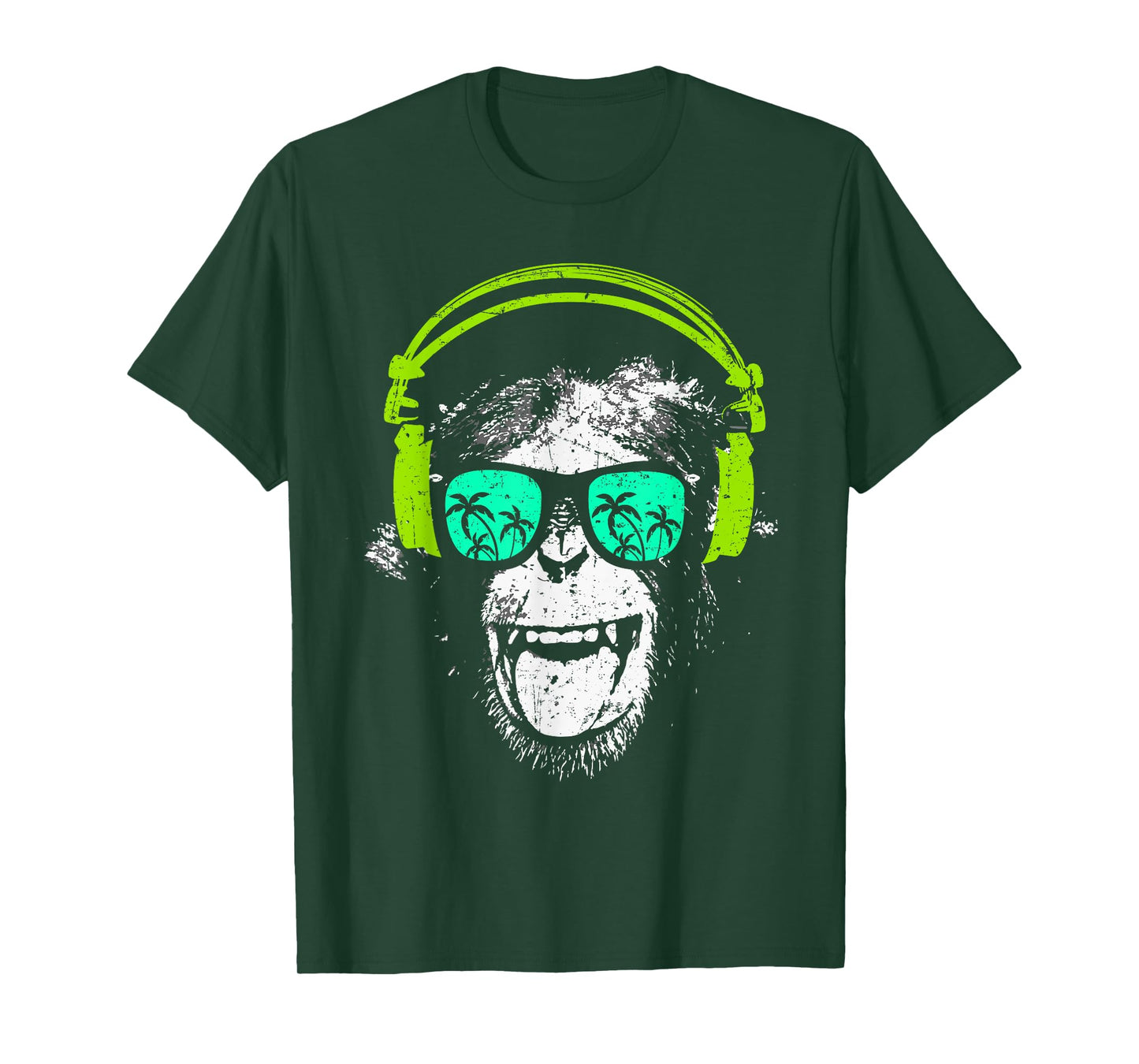 Monkey DJ with headphones and sunglasses gift idea T-Shirt