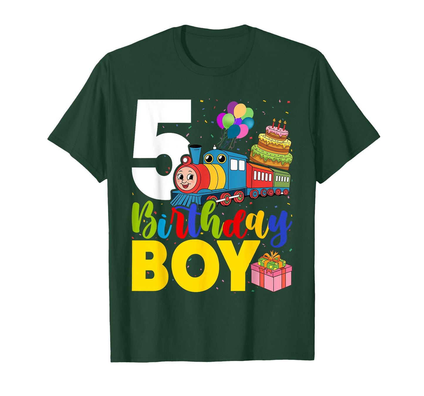 Kids 5th Birthday Train Boys 5 Years Old I'm Five T-Shirt