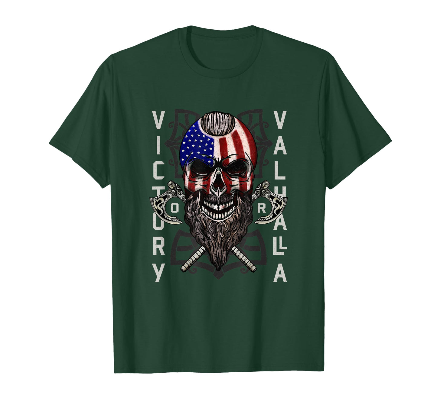 American Viking Victory Valhalla Axe & Skull Flag T-Shirt T-Shirt