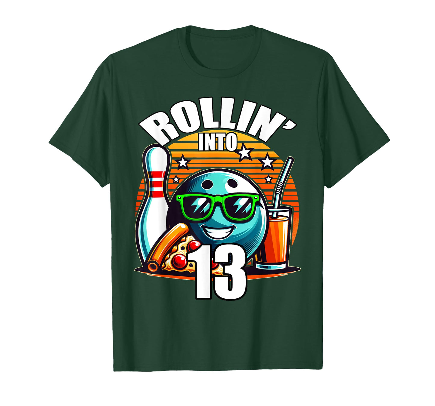 Rollin into 13 Bowling Birthday Party 13th Birthday Kids T-Shirt