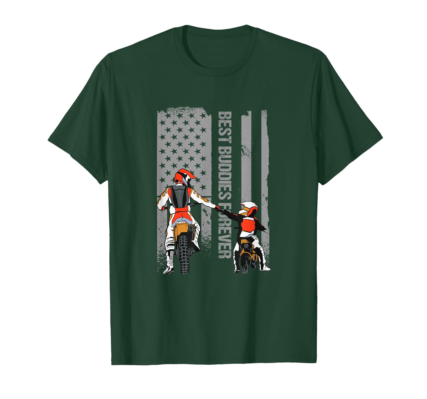 Motocross Dirt Bike Fathers Day Best Dad American Flag Gift T-Shirt for Women Men