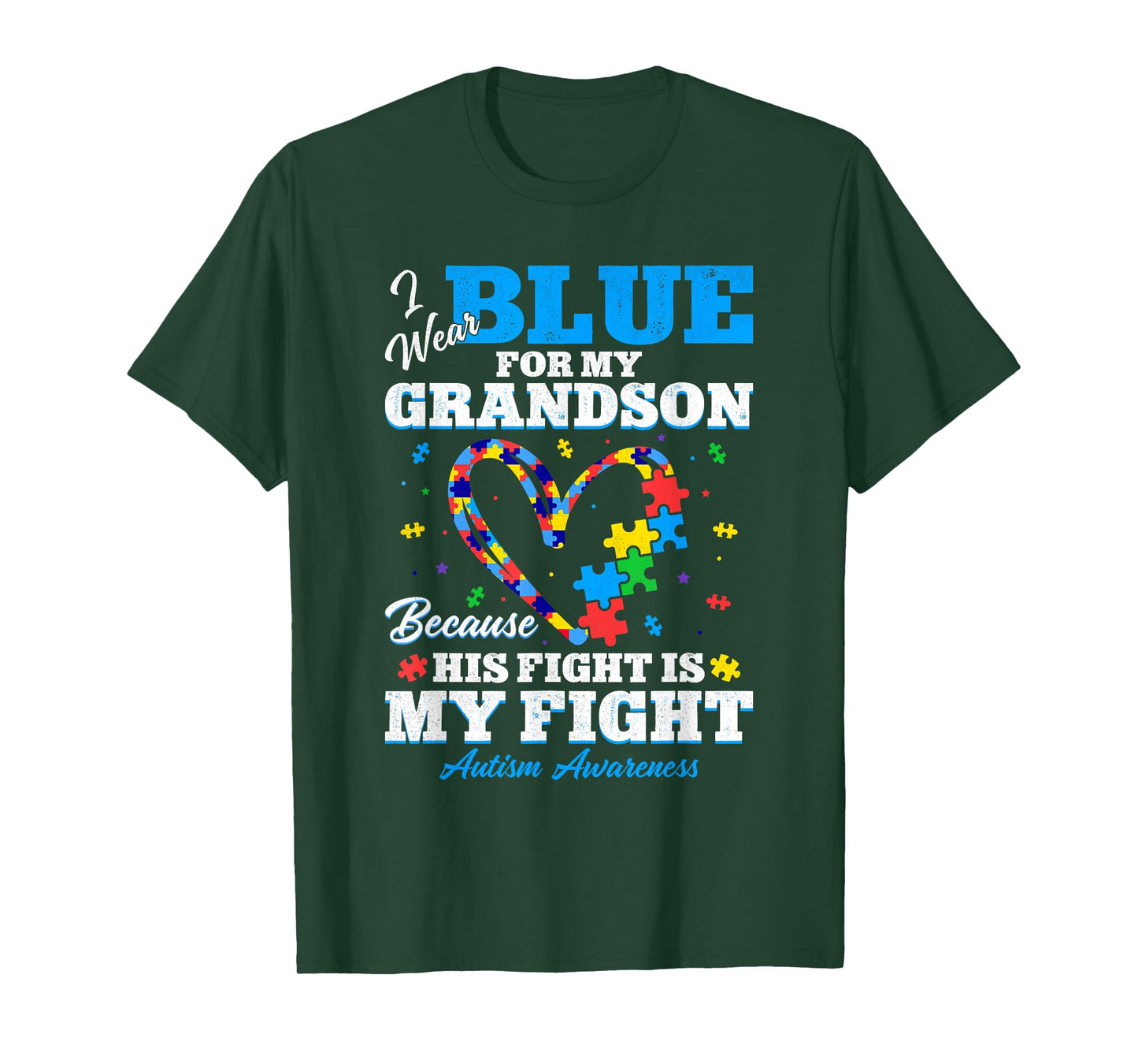 I Wear Blue for My Grandson Autism Awareness Accept Support T-Shirt
