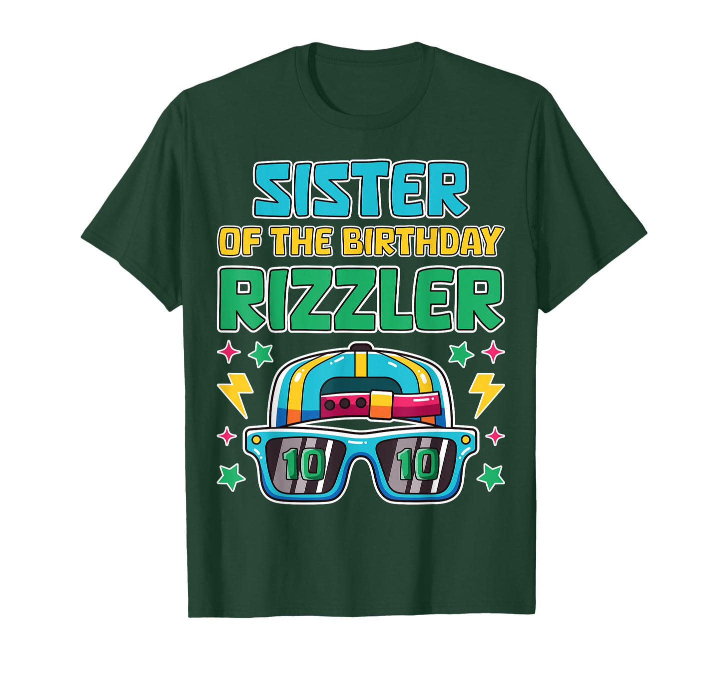 Sister of the Birthday Rizzler 10th Birthday Family Party T-Shirt