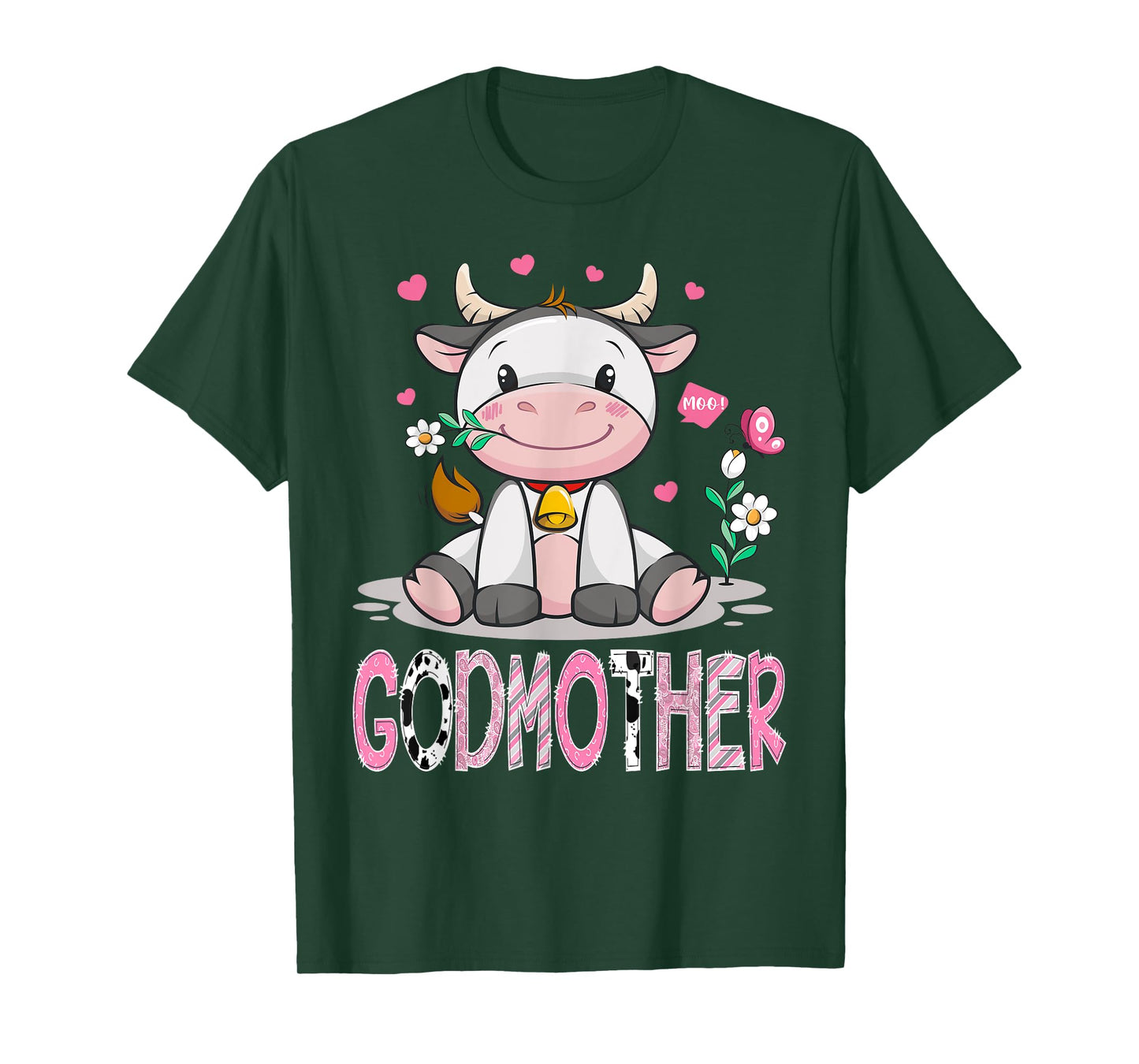 GodMother Cute Cow Moo Farmer Birthday Family Matching T-Shirt