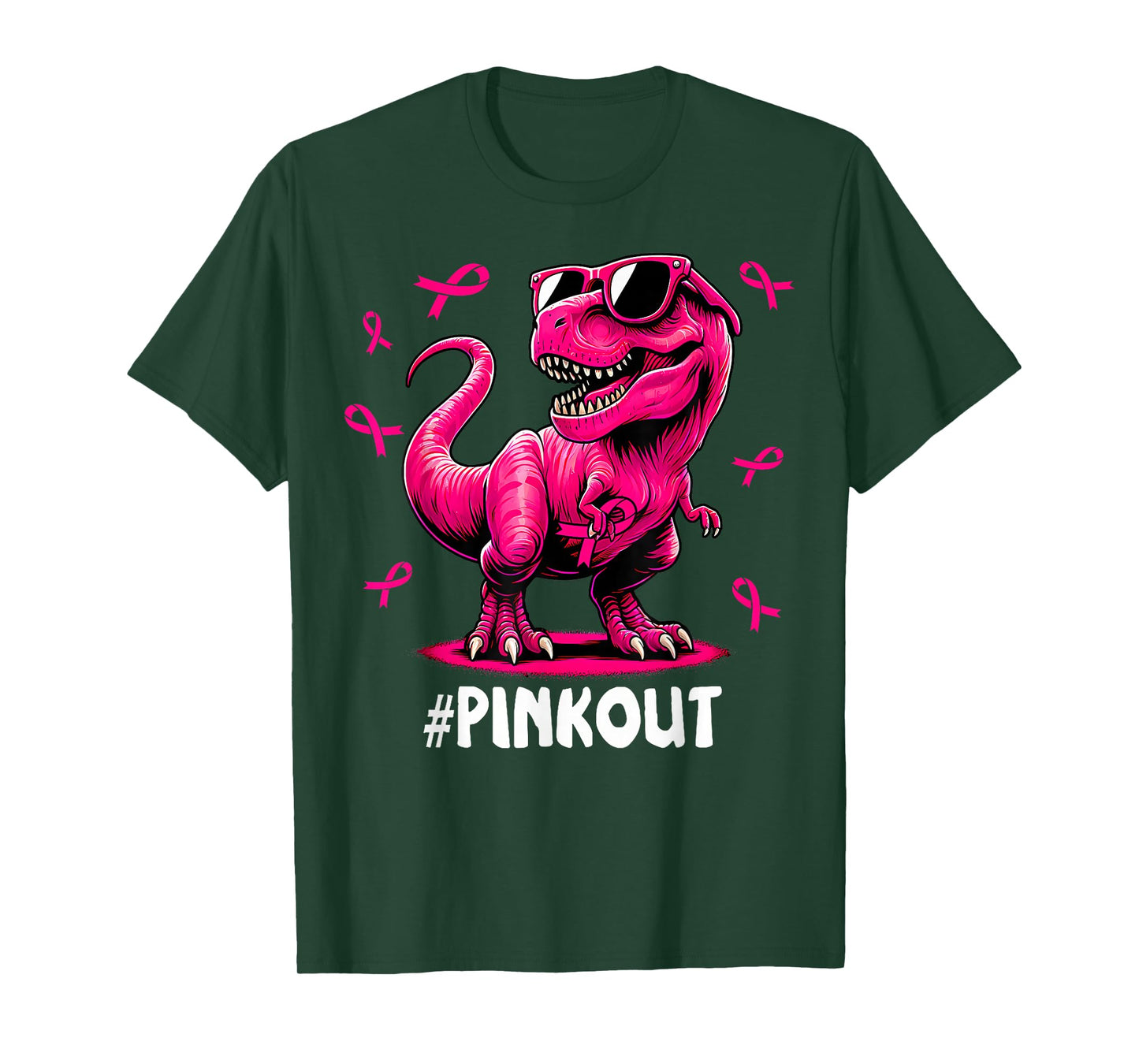 Pink Out Breast Cancer Dinosaur Ribbon Boy Girl Kid T-Shirt