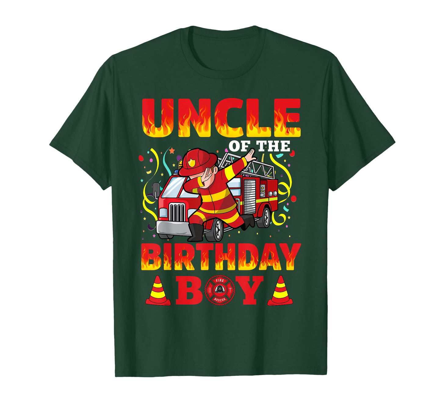 Uncle Of The Birthday Boy Fire Truck Firefighter Boys T-Shirt