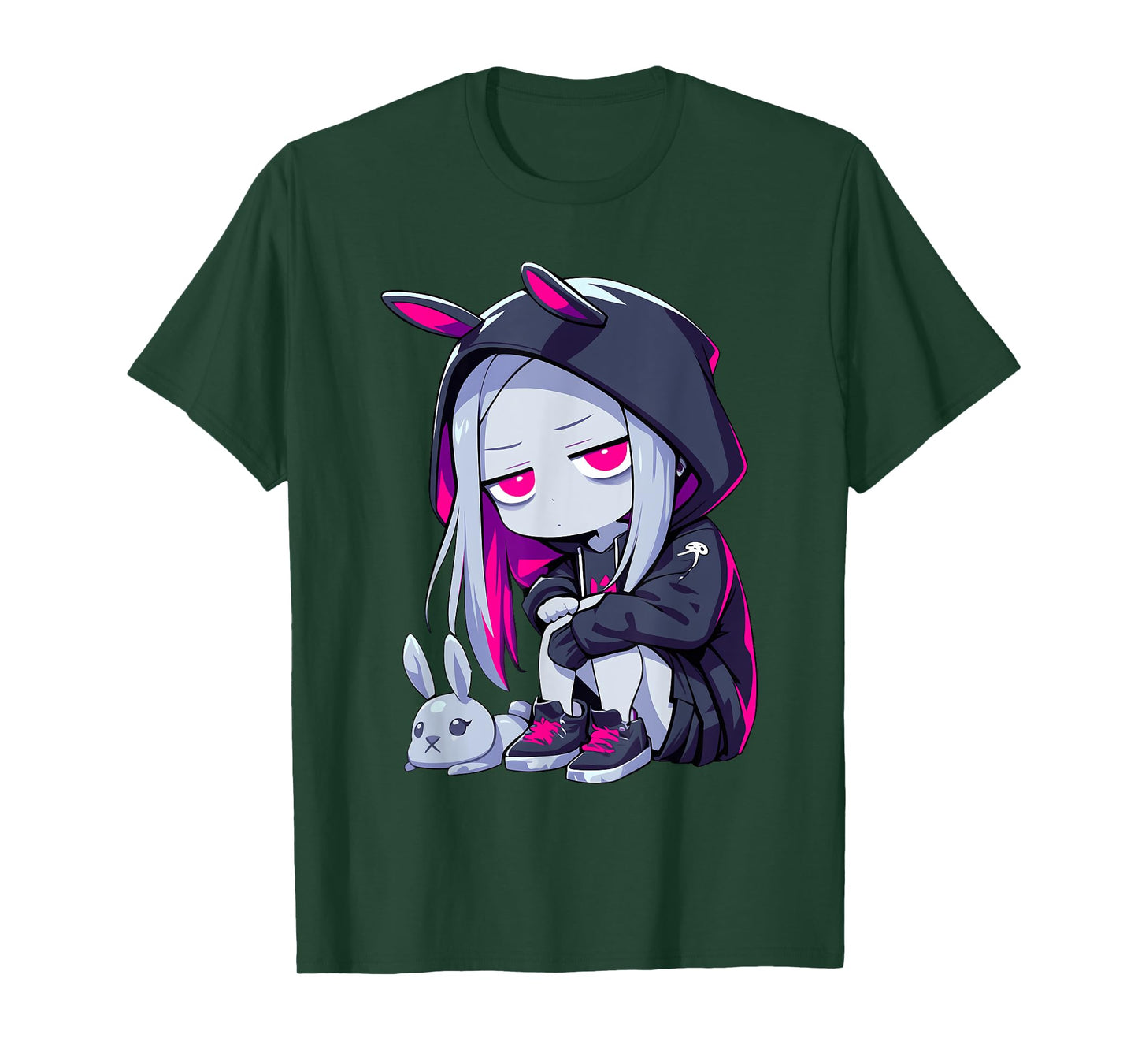 Grunge Goth Bunny Anime Girl Cute E-Girl Edgy Outfit T-Shirt