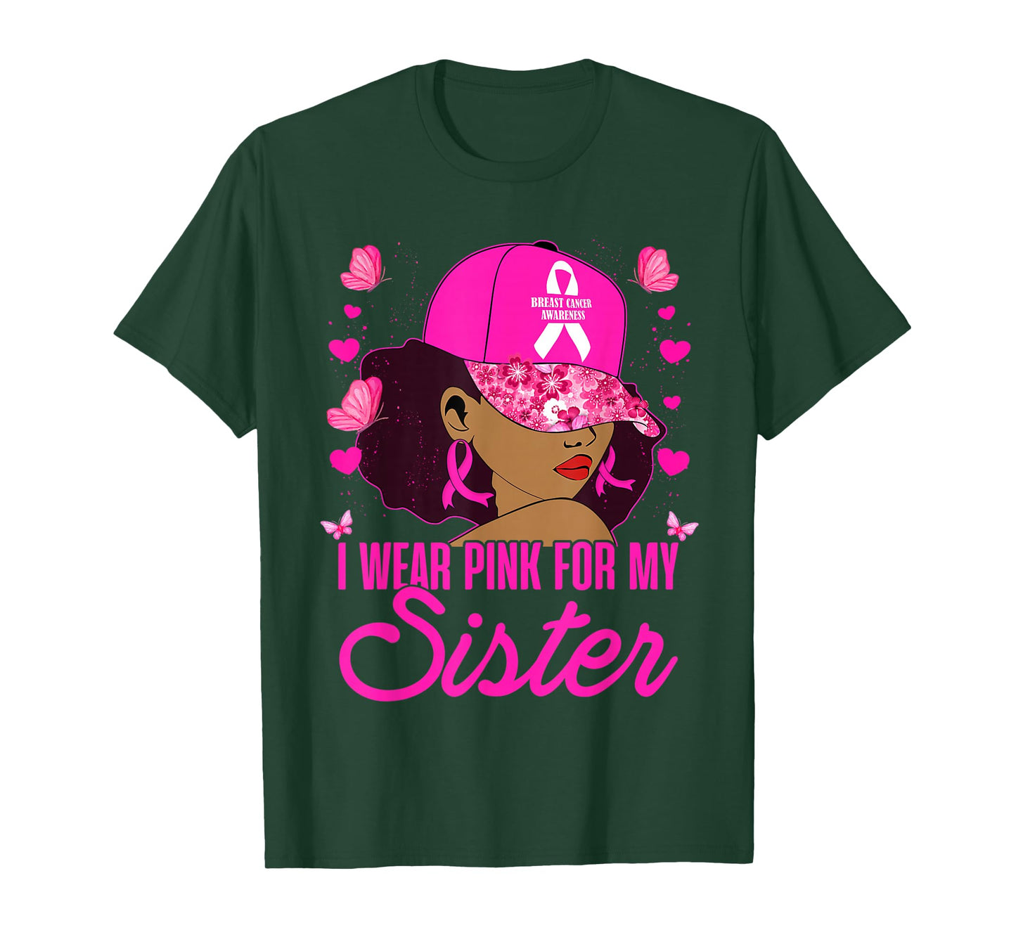 Wear Pink for My Sister Breast Cancer Awareness Black Women T-Shirt