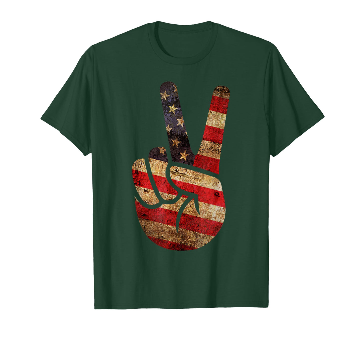 Vintage US American Flag Peace Sign Hand 4th Of July T-Shirt